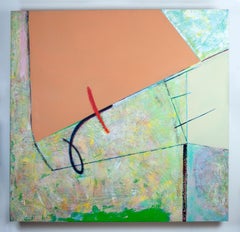 Signed Feminist Acrylic on Canvas Colorful Painting - Planar Rhythms Diptych 14