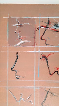 Signed Feminist LGBTQ+ Acrylic Canvas Painting Profile Compartmentalized 415.031