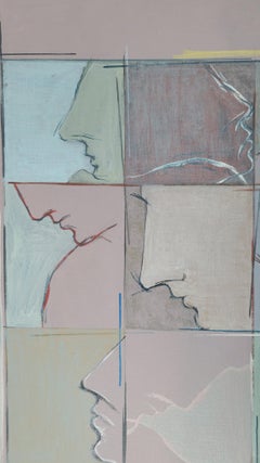 Signed Feminist LGBTQ+ Acrylic Canvas Painting Profile Compartmentalized 415.032