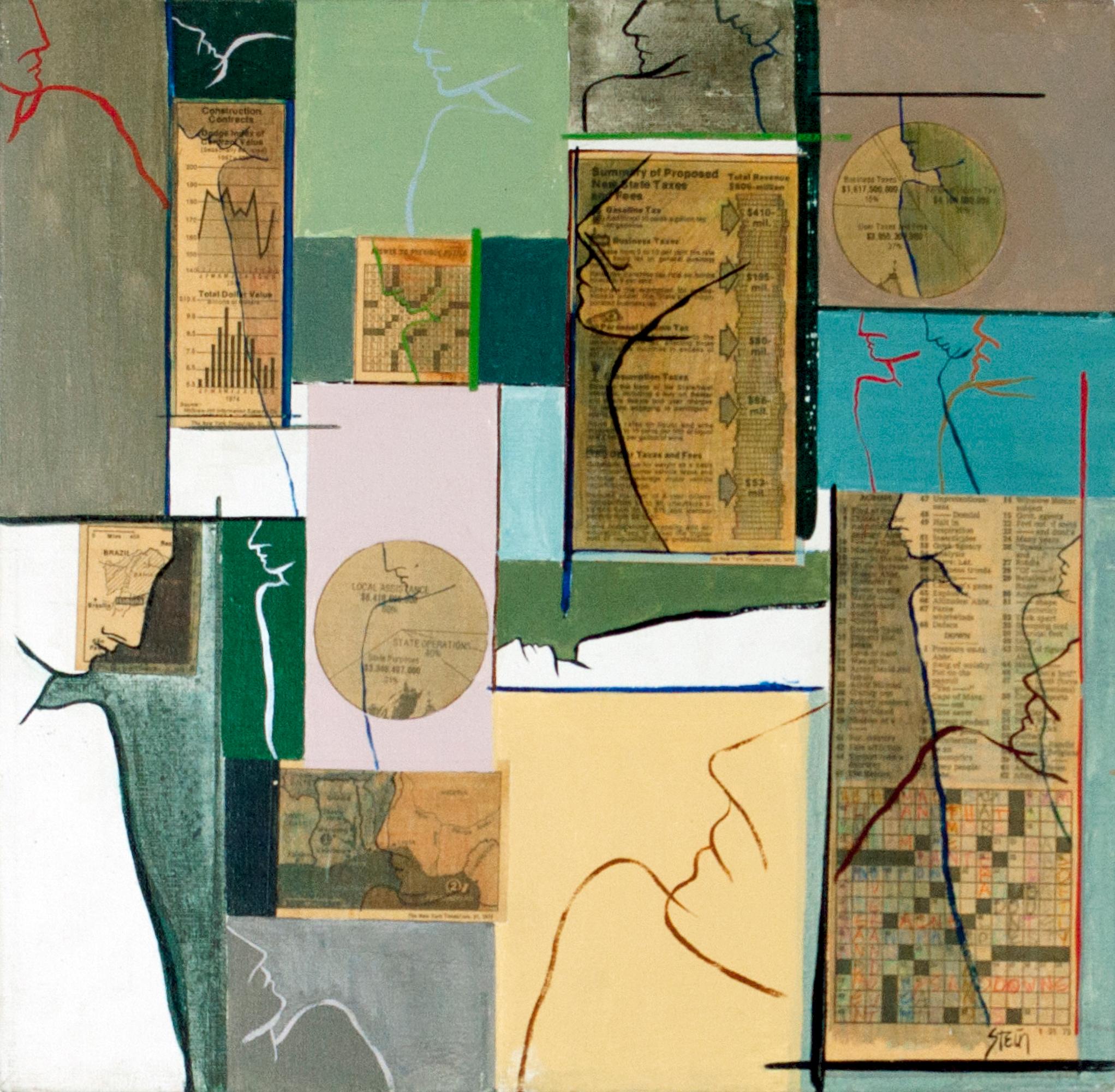 Linda Stein Figurative Painting - Signed Feminist LGBTQ+ Acrylic Canvas Painting Profile Compartmentalized 415.074