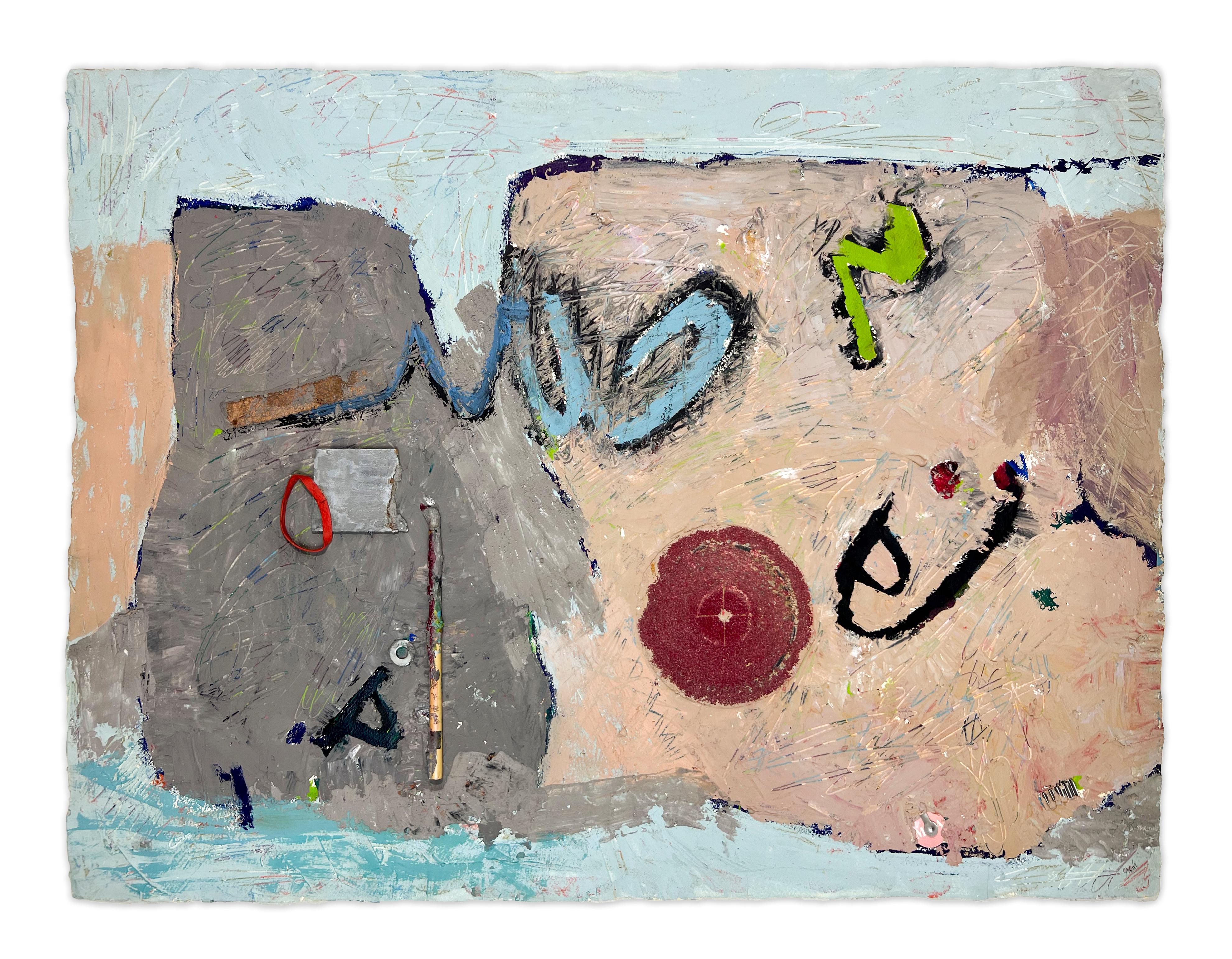 Signed Feminist LGBTQ+ Acrylic Colorful Painting - Across the Middle 132 - Mixed Media Art by Linda Stein