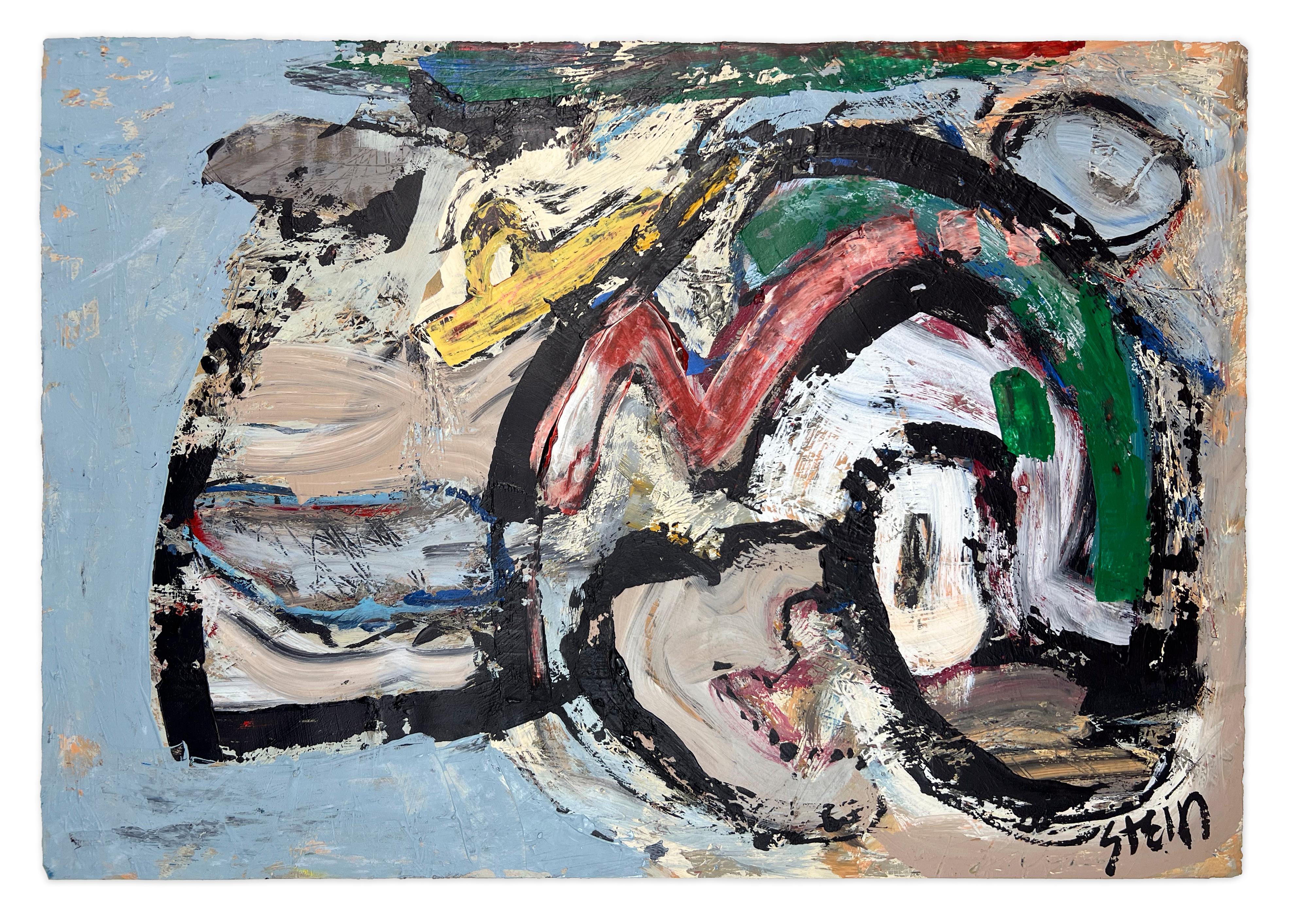 Linda Stein Abstract Painting - Signed Feminist LGBTQ+ Acrylic on Board Colorful Painting - Hot Rush 129