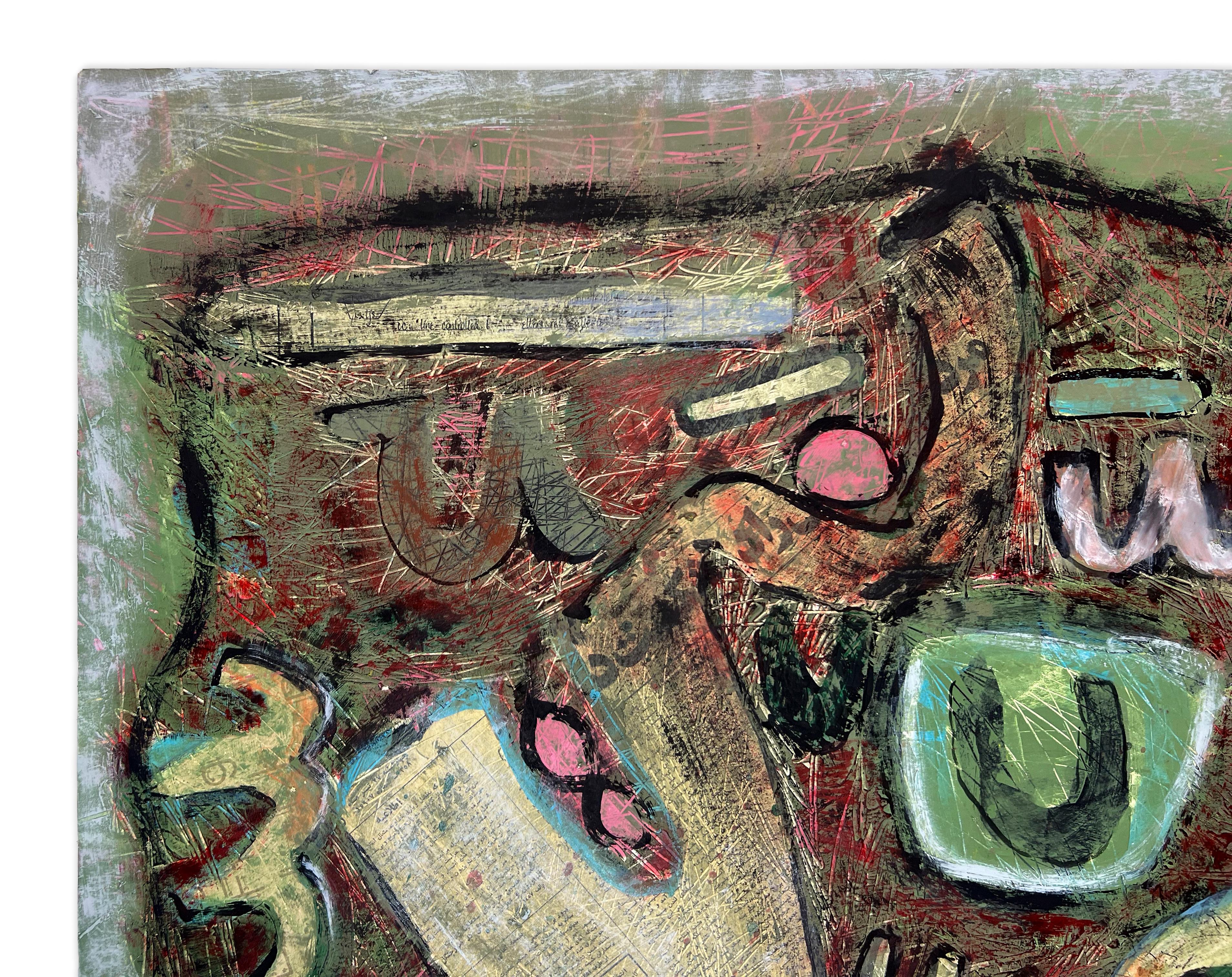 Signed Feminist LGBTQ+ Acrylic on Board Painting - Before the Computer 121 For Sale 1