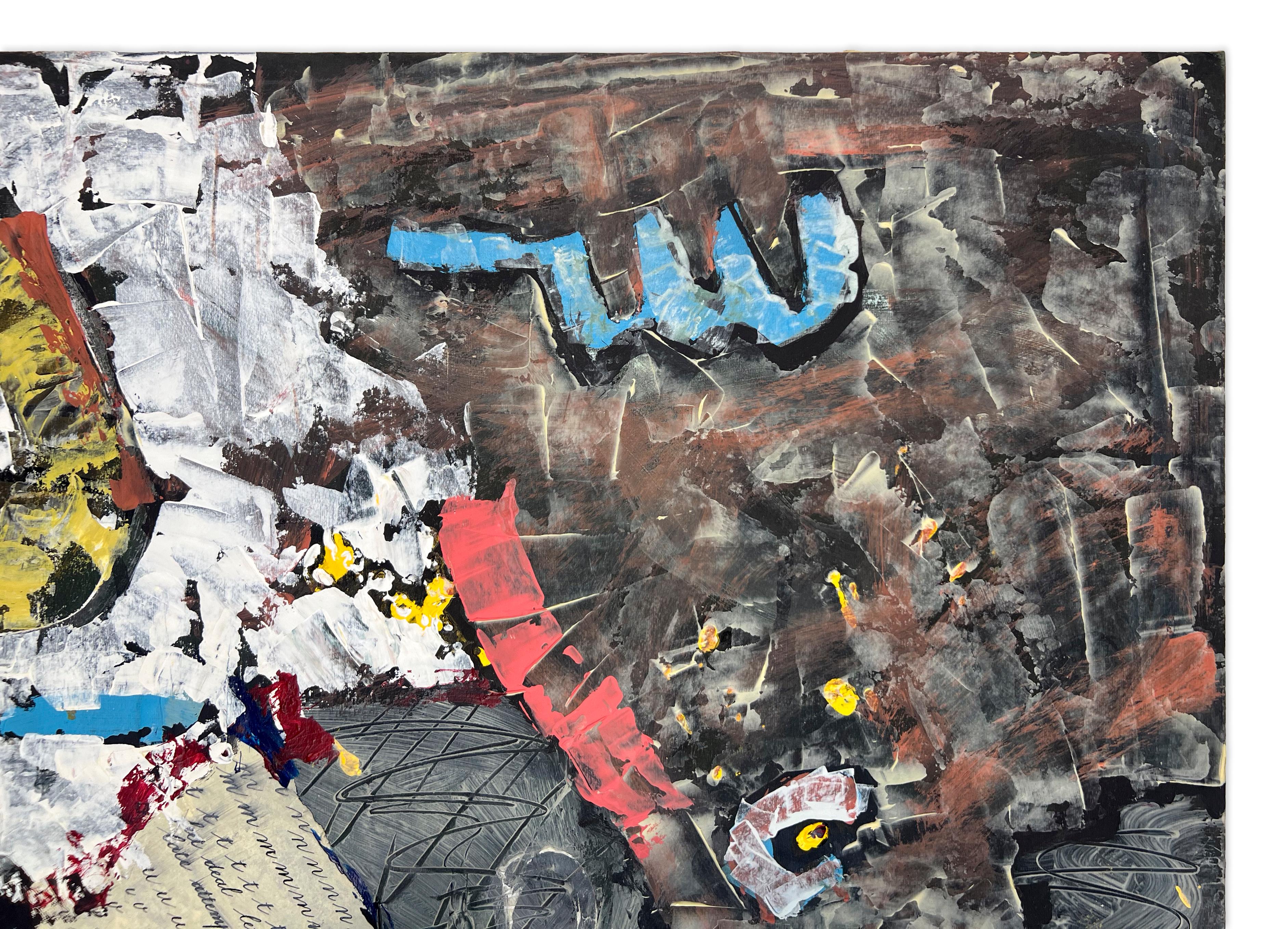 Signed Feminist LGBTQ+ Acrylic on Board Painting - Practice Makes Perfect 120 - Gray Abstract Painting by Linda Stein