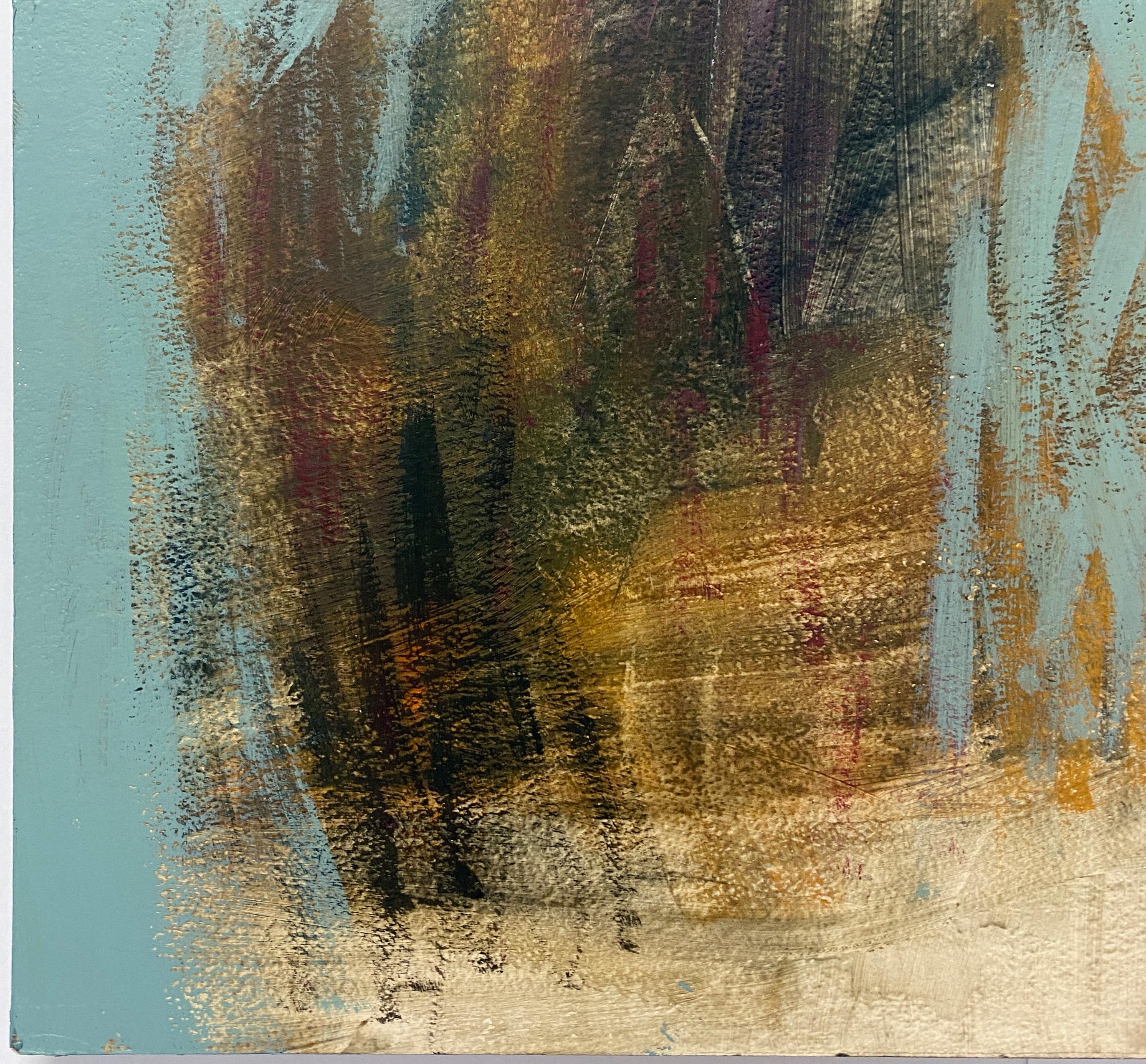 Pintura acrílica sobre tabla feminista LGBTQ+ firmada - Paisaje de perfil 438.030 - Figurative Painting Gris de Linda Stein