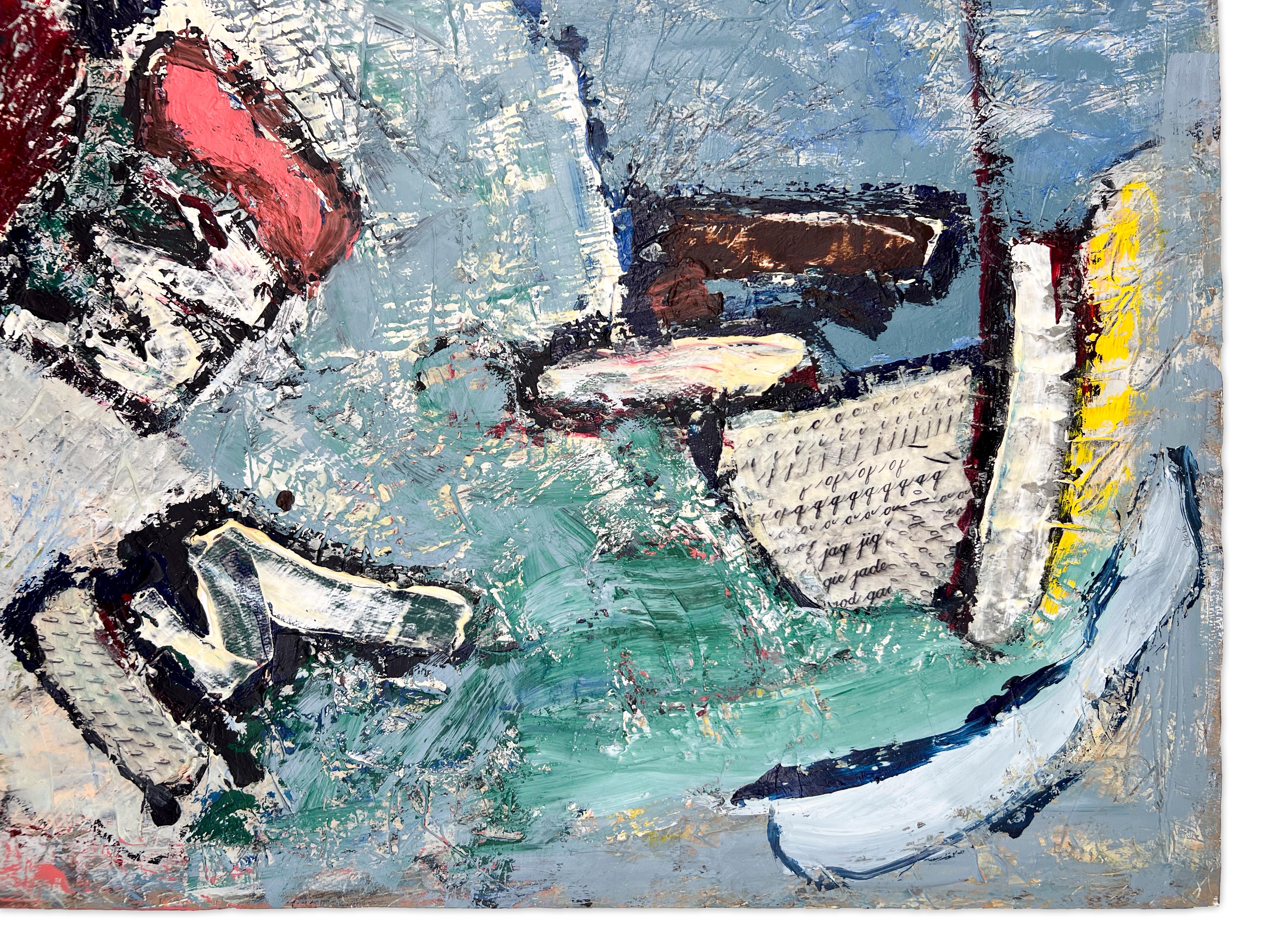 Linda Stein, Rolling Wave 127 - Signed Feminist LGBTQ+ Colorful Acrylic on Board Painting 

Rolling Wave 127 is from Linda Stein's Missives series--a body of work born from her earlier explorations of handwritten letters, calligraphy, and the facial