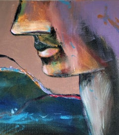 Signierte feministische LGBTQ+ Acryl auf Leinwand Gemälde - Profile Landschaft 438.049