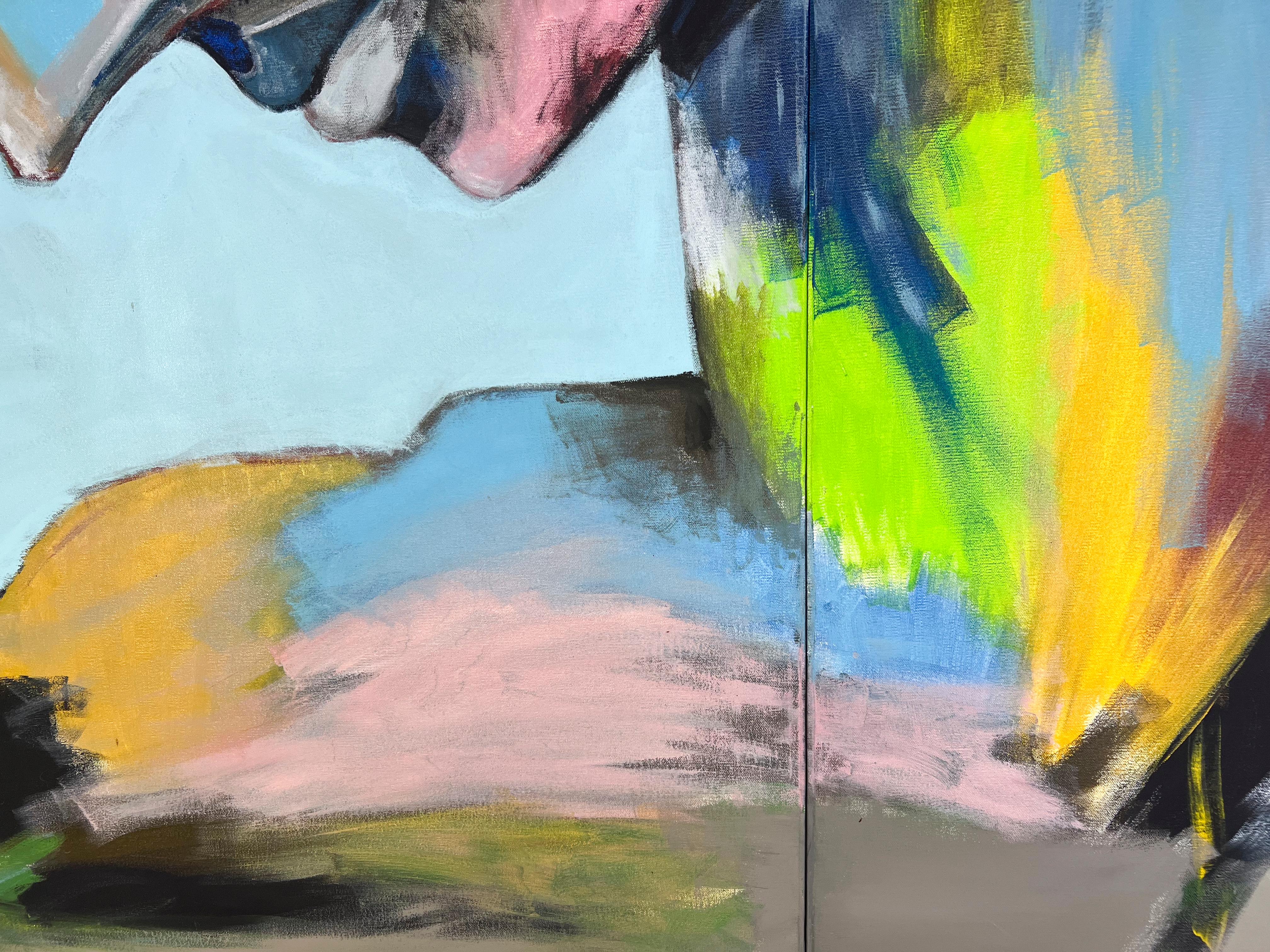 Linda Stein, Profile Landscape 438.086 - Signed Feminist LGBTQ+ Acrylic on Canvas Paintings Diptych

Profile Landscape 438.086 is from Linda Stein's Profiles series--drawings, collages and paintings of facial profiles she made in the 1960s and 1970s