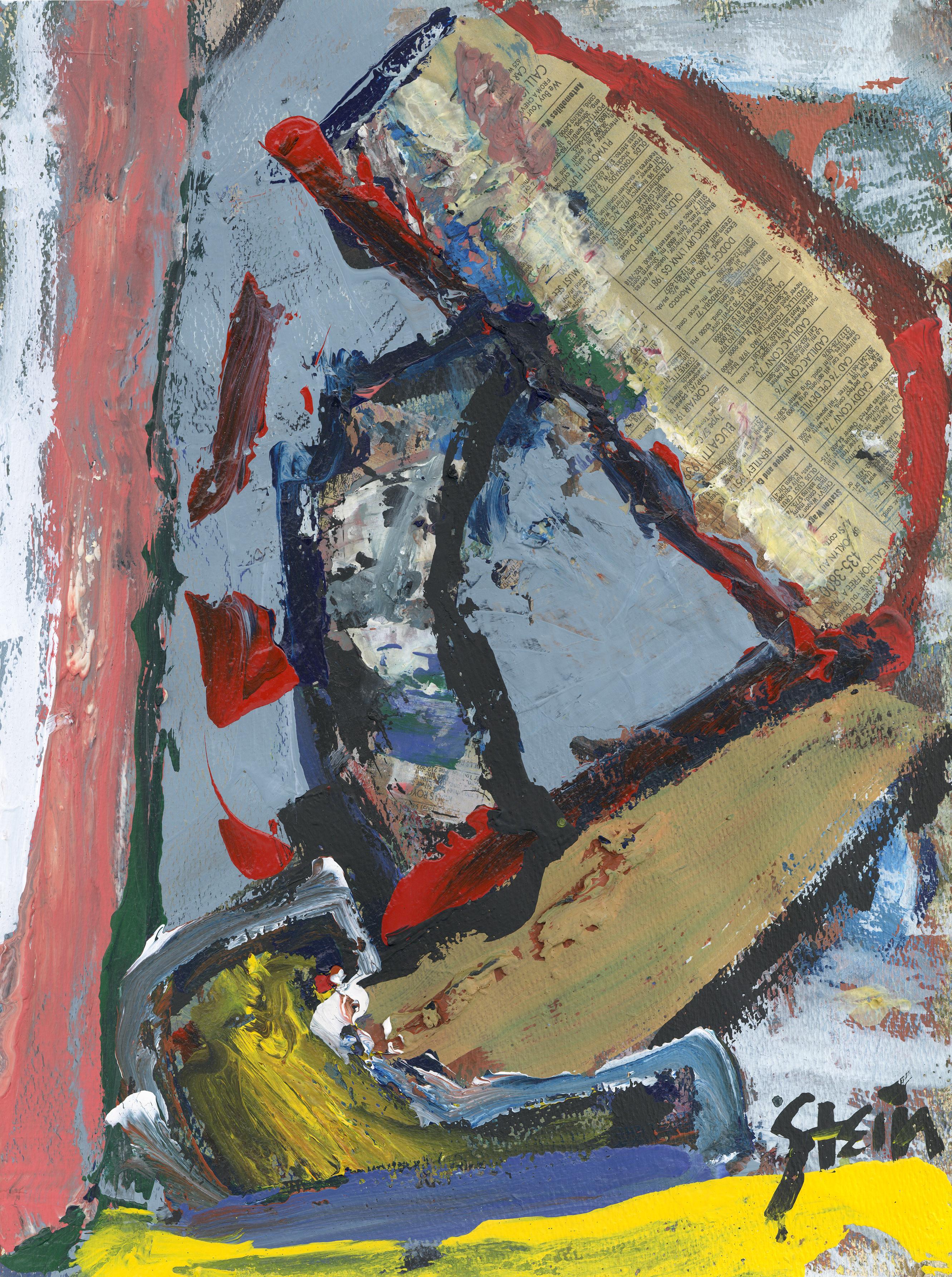 Signed Feminist LGBTQ+ Acrylic on Paper Colorful Painting - Missive 343.002 - Mixed Media Art by Linda Stein