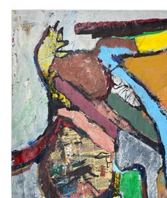 Signed Feminist LGBTQ+ Acrylic on Paper Colorful Painting - Precipice 130