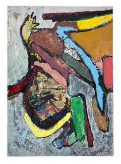 Signed Feminist LGBTQ+ Acrylic on Paper Colorful Painting - Precipice 130