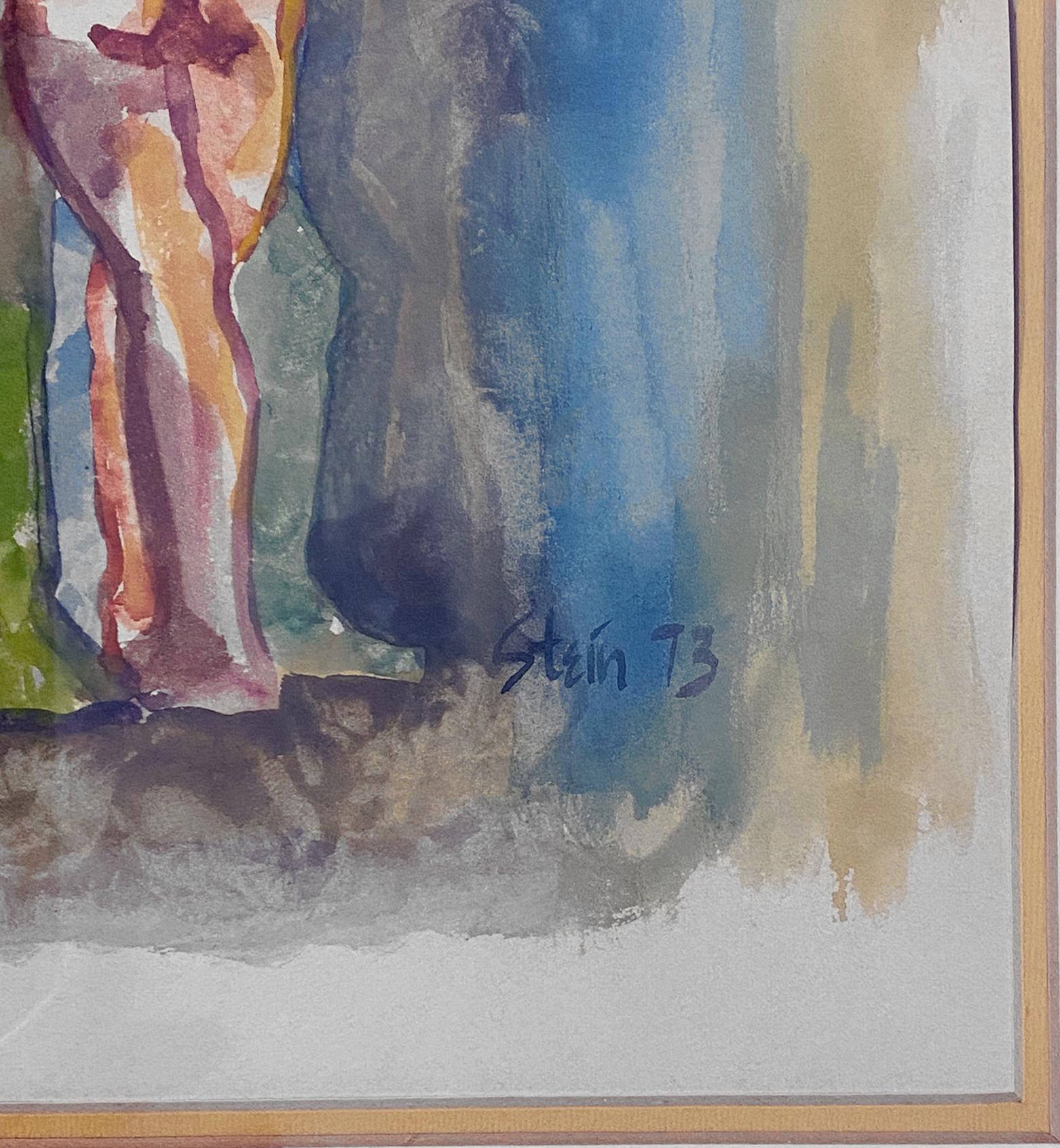 Signed, Watercolor on Paper. Framed Painting - Figurations 359.007 For Sale 1