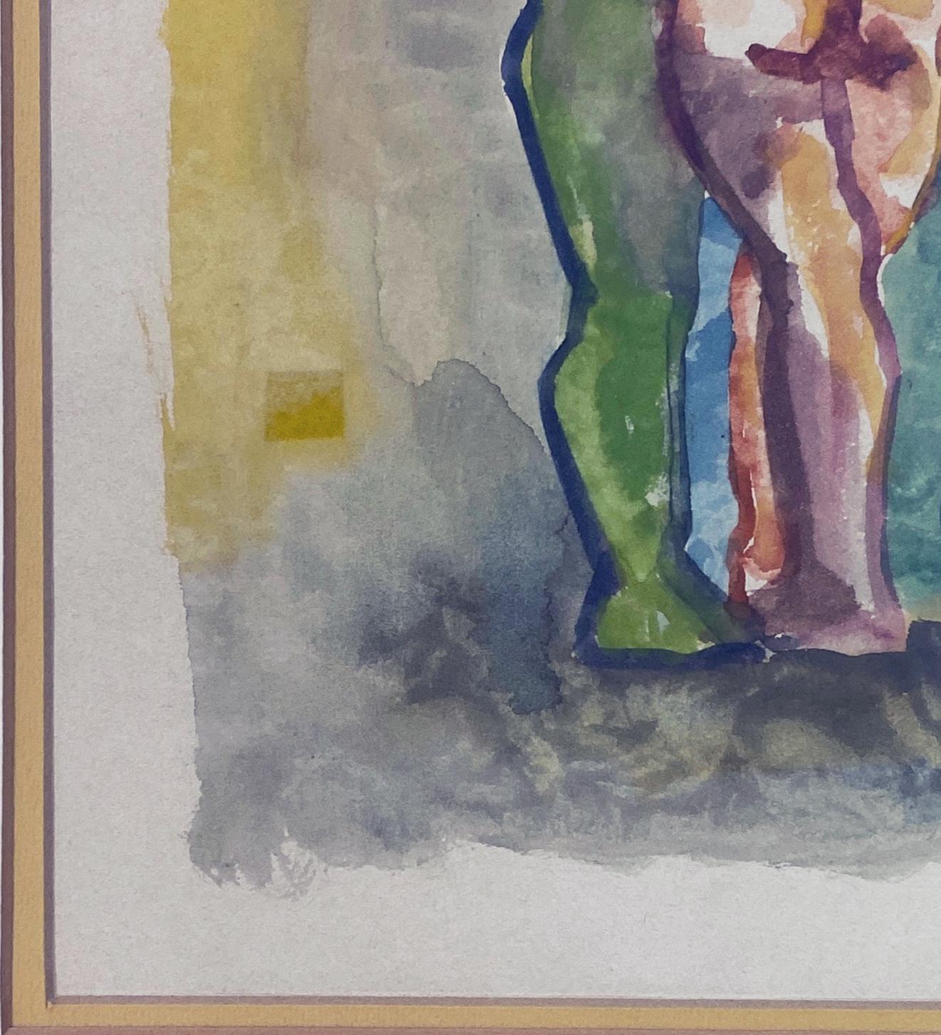 Signed, Watercolor on Paper. Framed Painting - Figurations 359.007 For Sale 2