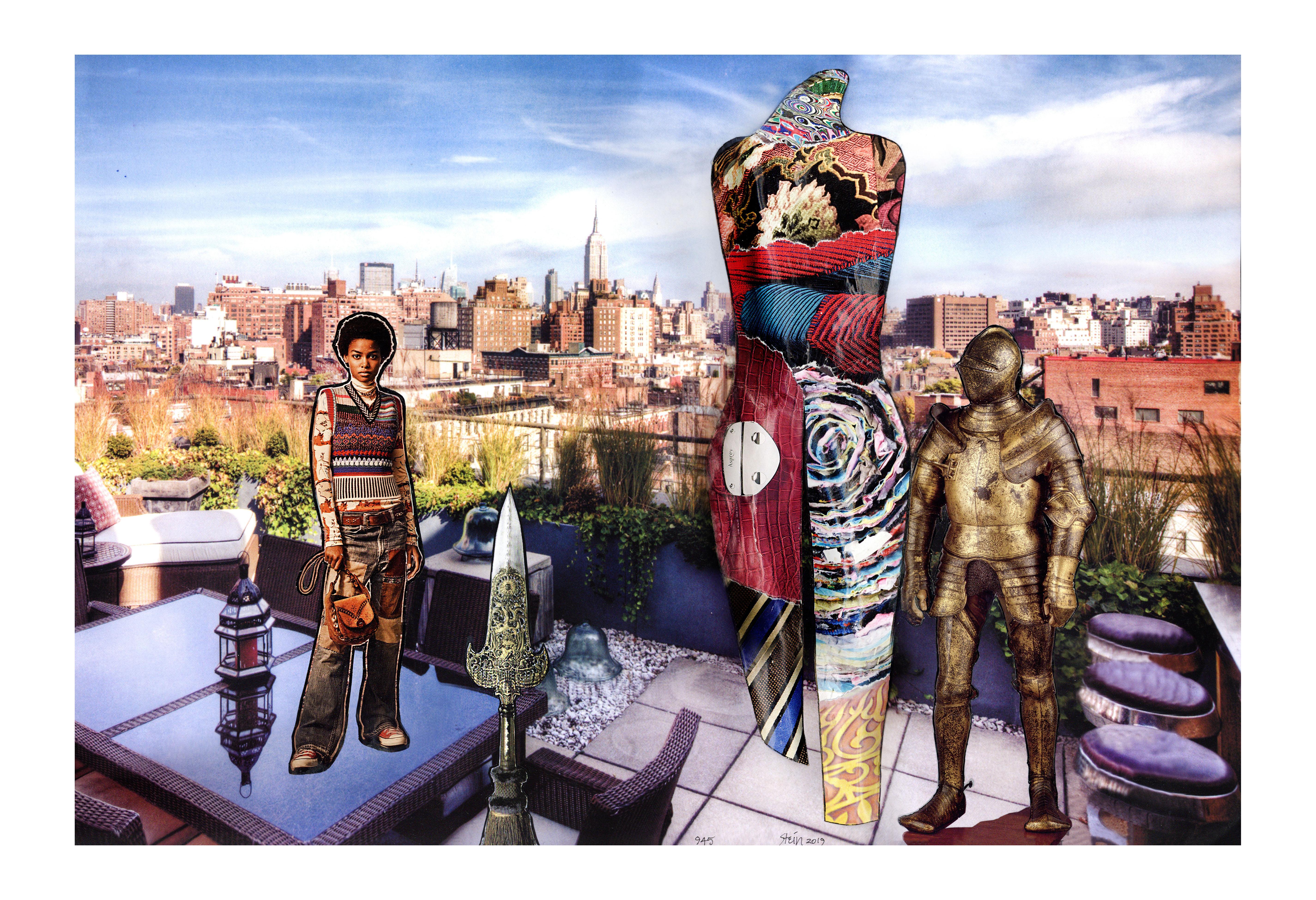 Linda Stein Figurative Print - Armored for Today’s Events 1069 - Signed, Limited Edition Contemporary Art Print