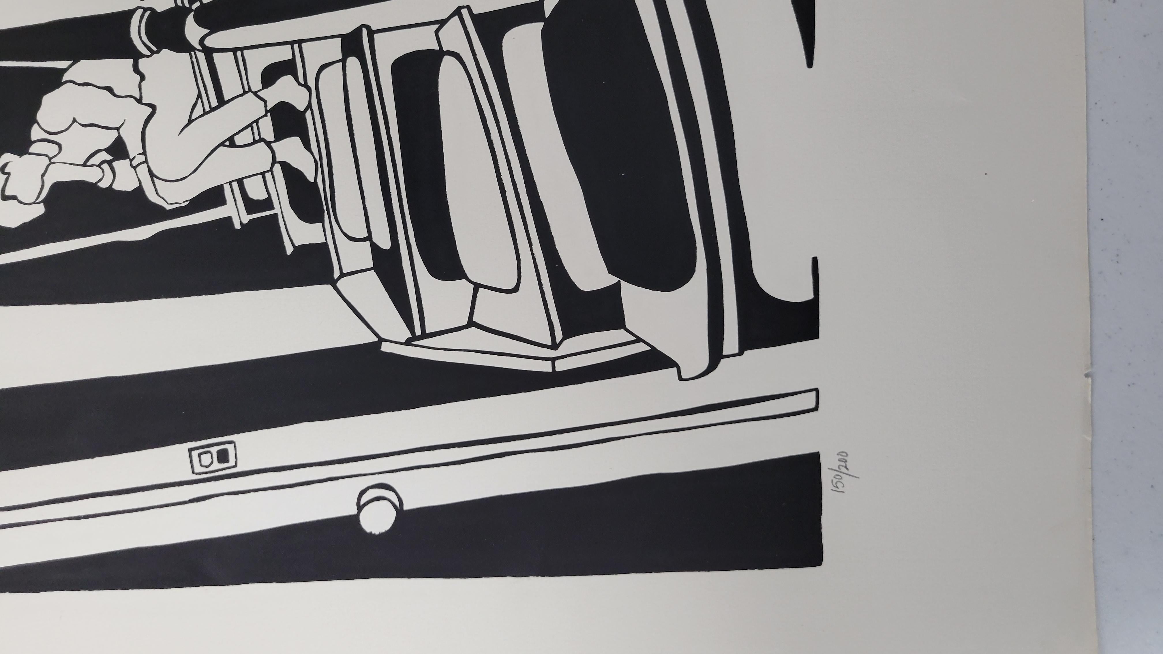 Black Etching Limited Edition Fine Art Print - Introspection Upon a Stair 431 For Sale 1