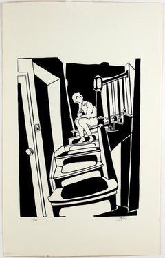 Black Etching Limited Edition Fine Art Print - Introspection Upon a Stair 431
