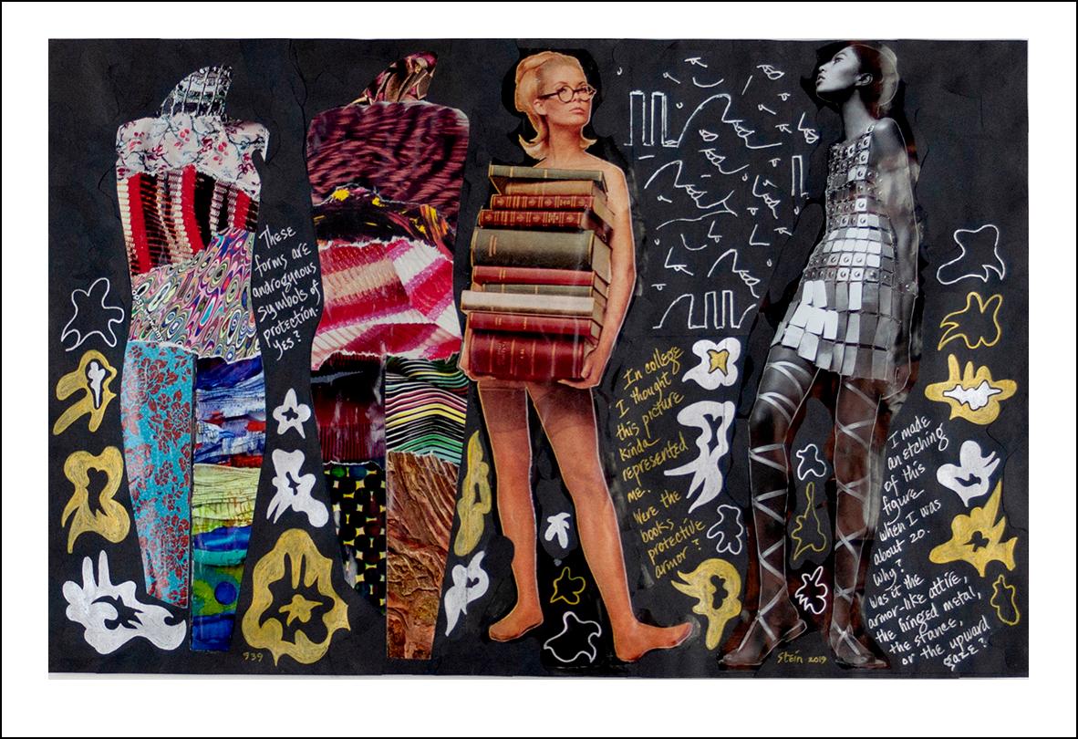 Linda Stein Figurative Print - Books as Armor 1063 - Signed, Limited Edition Contemporary Fine Art Print