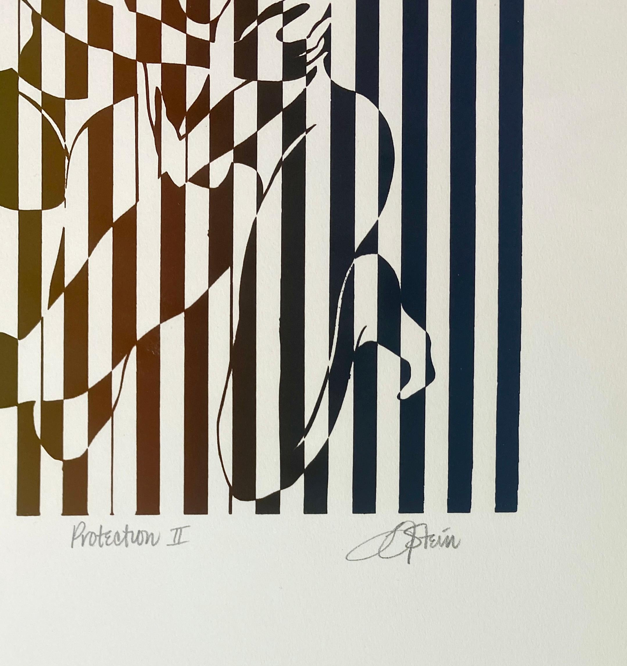 Acquaforte colorata firmata in edizione limitata - Protezione 430 - Figurative Print Grigio di Linda Stein