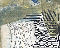 Serigrafía Contemporánea Azul Verde Marmoleado - Doce Desnudos 360.056