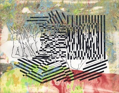 Contemporary Fine Art Screen Print Red Green Marbleized - Twelve Nudes 360.056