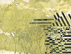 Serigrafía Contemporánea Verde Amarillo Marmóreo - Doce desnudos 360.056