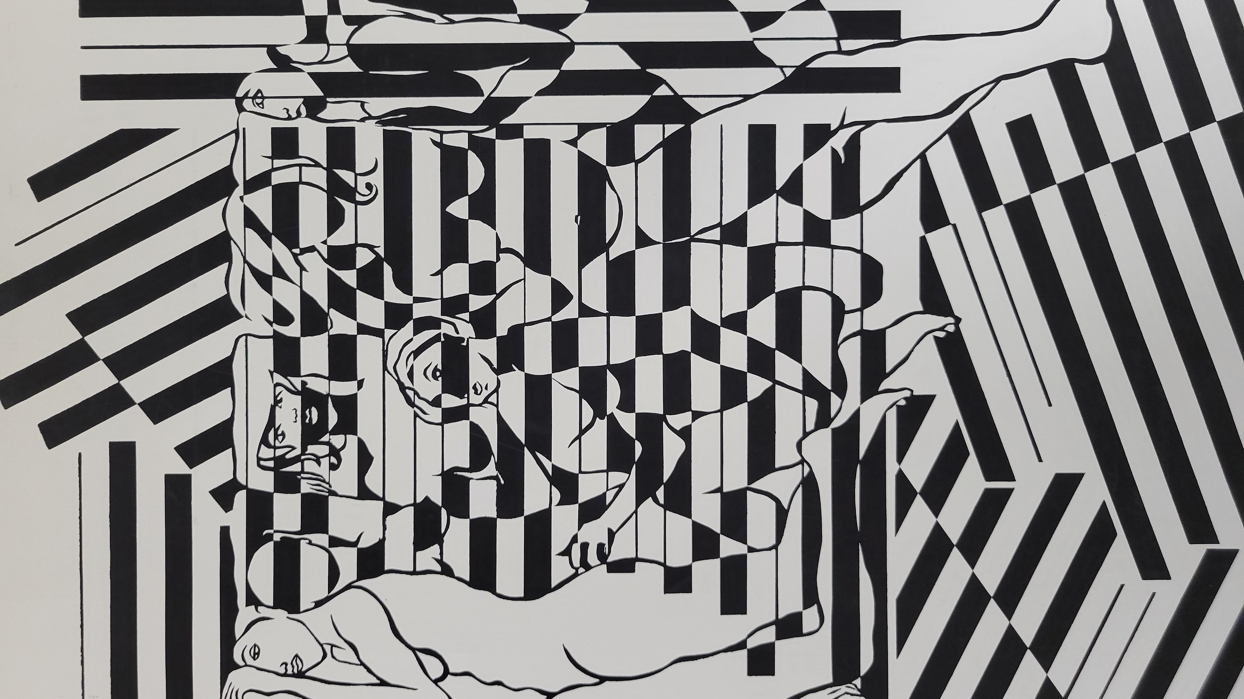 Zeitgenössischer Siebdruck in limitierter Auflage - Zwölf Akte 360.056 (Grau), Figurative Print, von Linda Stein