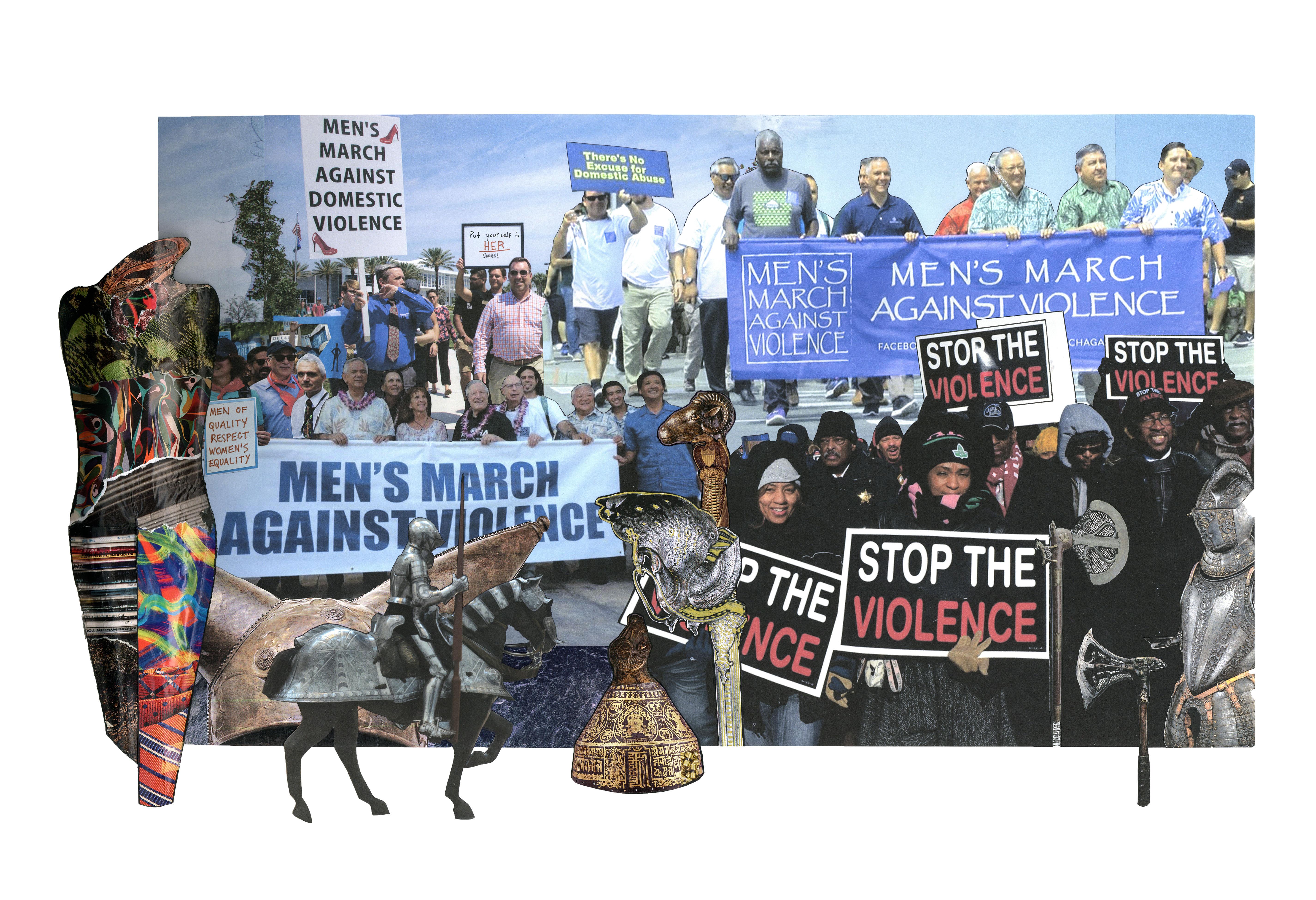 Linda Stein Figurative Print - Men’s March Against Violence 1079 - Signed, Limited Edition Contemporary Print