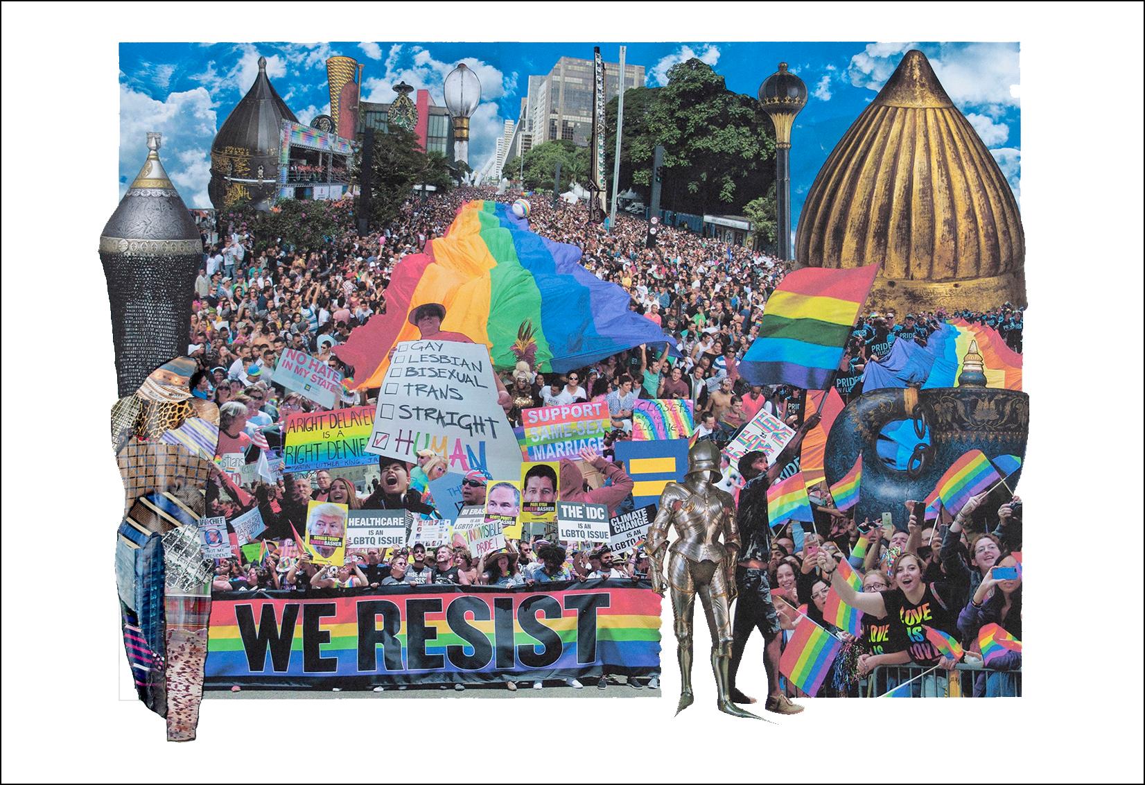 Linda Stein Figurative Print - Pride March 1051 - Signed, Limited Edition Contemporary Fine Art Print