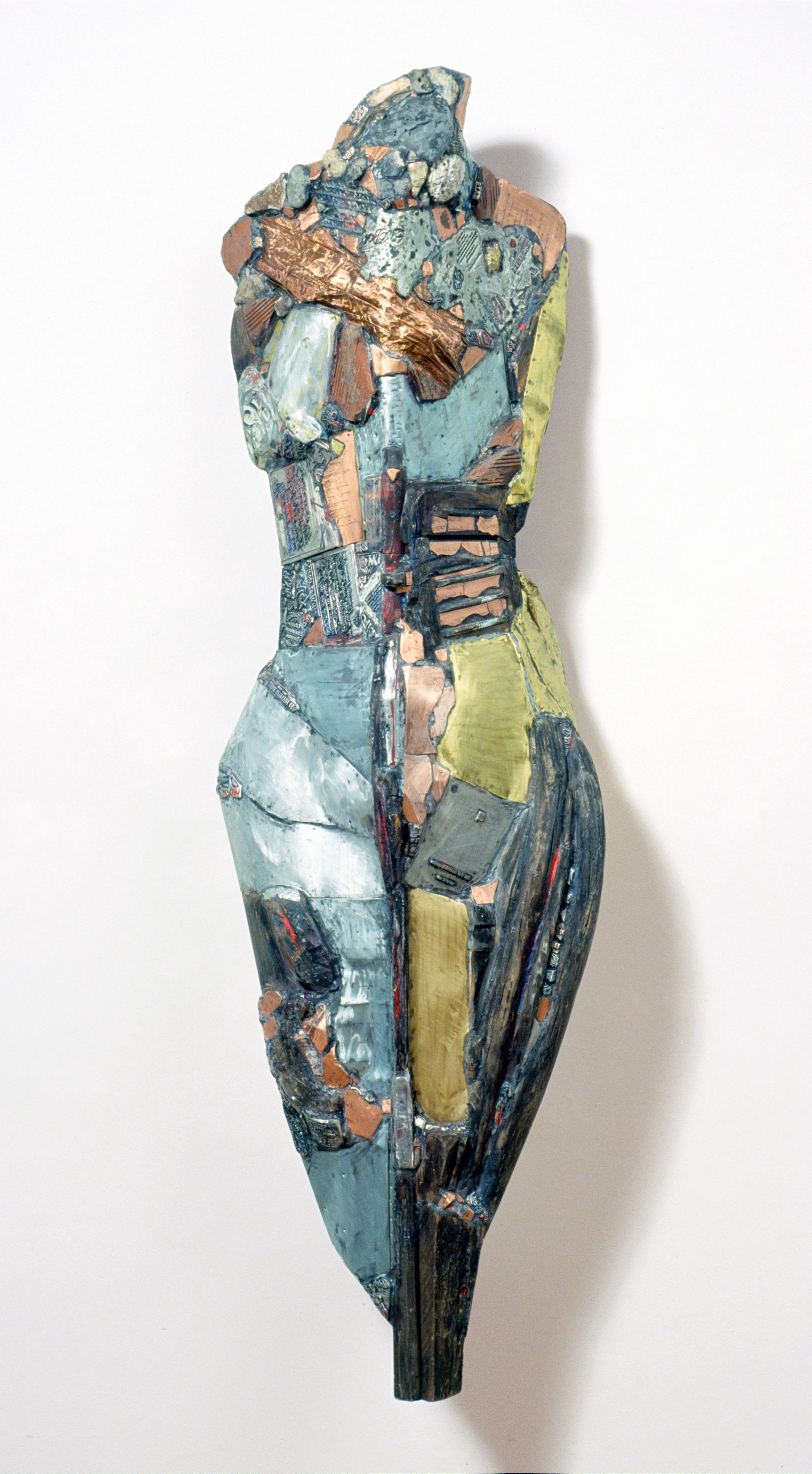 Linda Stein, Chevalier demain 542 - Sculpture contemporaine en bois et métal