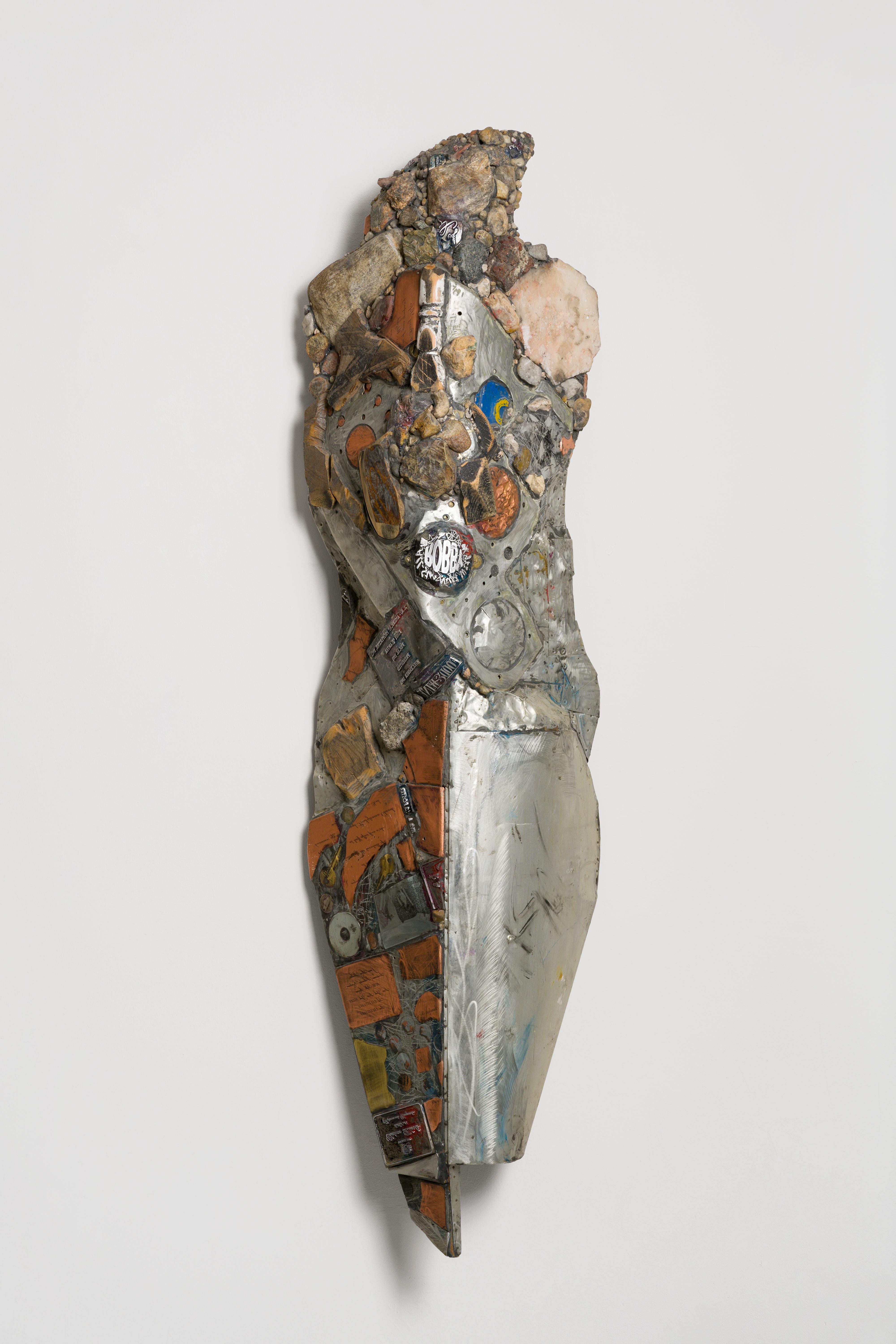 This sculpture from Linda Stein’s Knights of Protection series functions both as a defender in battle and a symbol of pacifism.  The series references popular and religious icons such as Wonder Woman, Princess Mononoke and the Buddhist goddess of