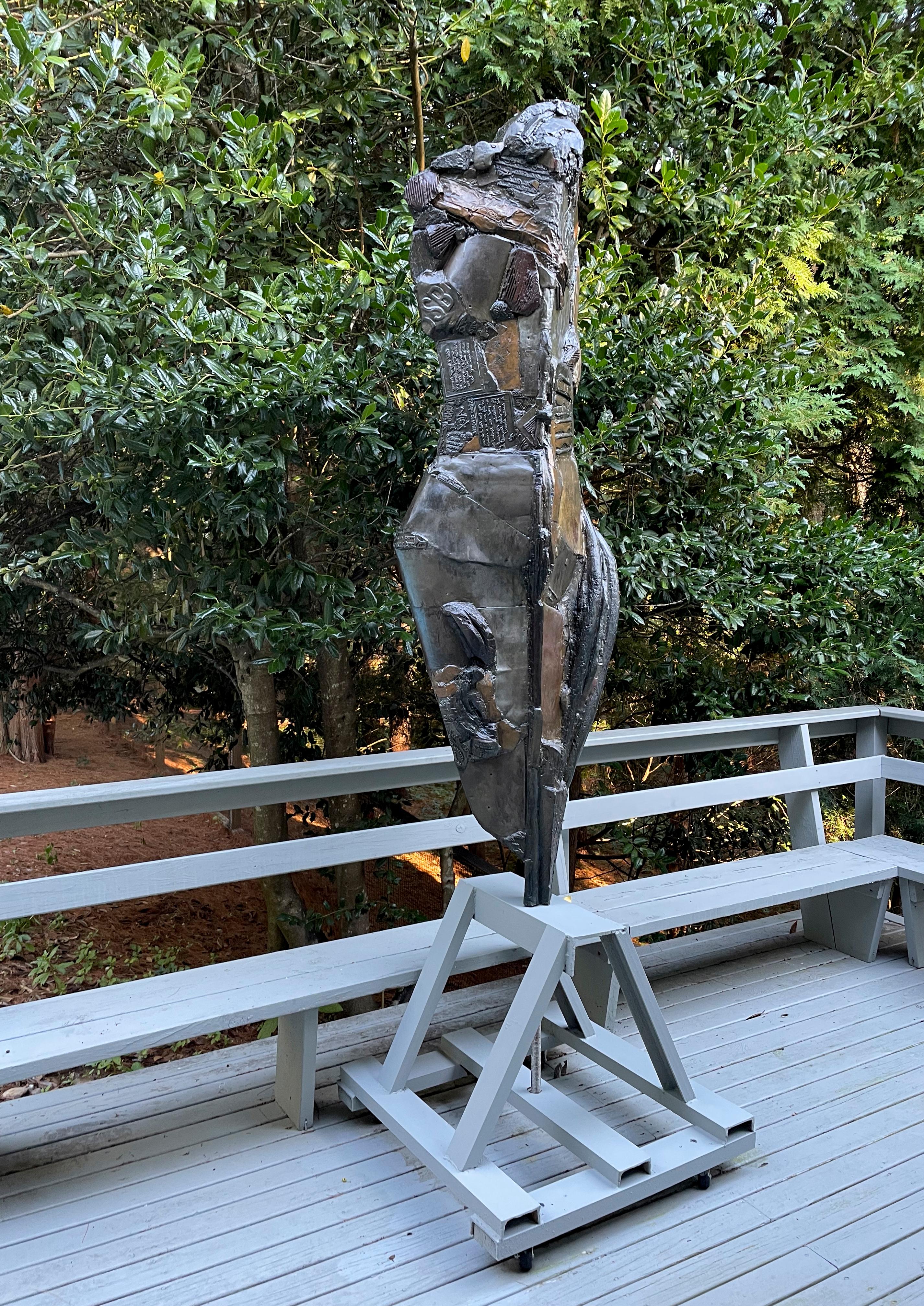 American Feminist Bronze Abstract Sculpture - Knight of Tomorrow 630 - Gold Figurative Sculpture by Linda Stein