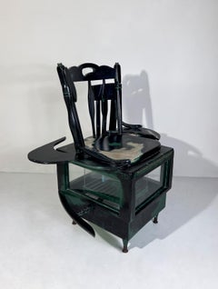 American Feminist Contemporary Chair Black Green Sculpture - Open & Lift Out 65