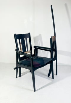 American Feminist Contemporary Chair Black Purple Grey Sculpture - Bowed Pole 66