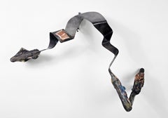 B 292 - Mixed Media Metal Wood Stone Contemporary Art Museum Wall Sculpture