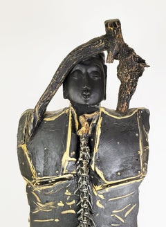 Black Guard 633 - Contemporary Mixed Media Armor Sculpture