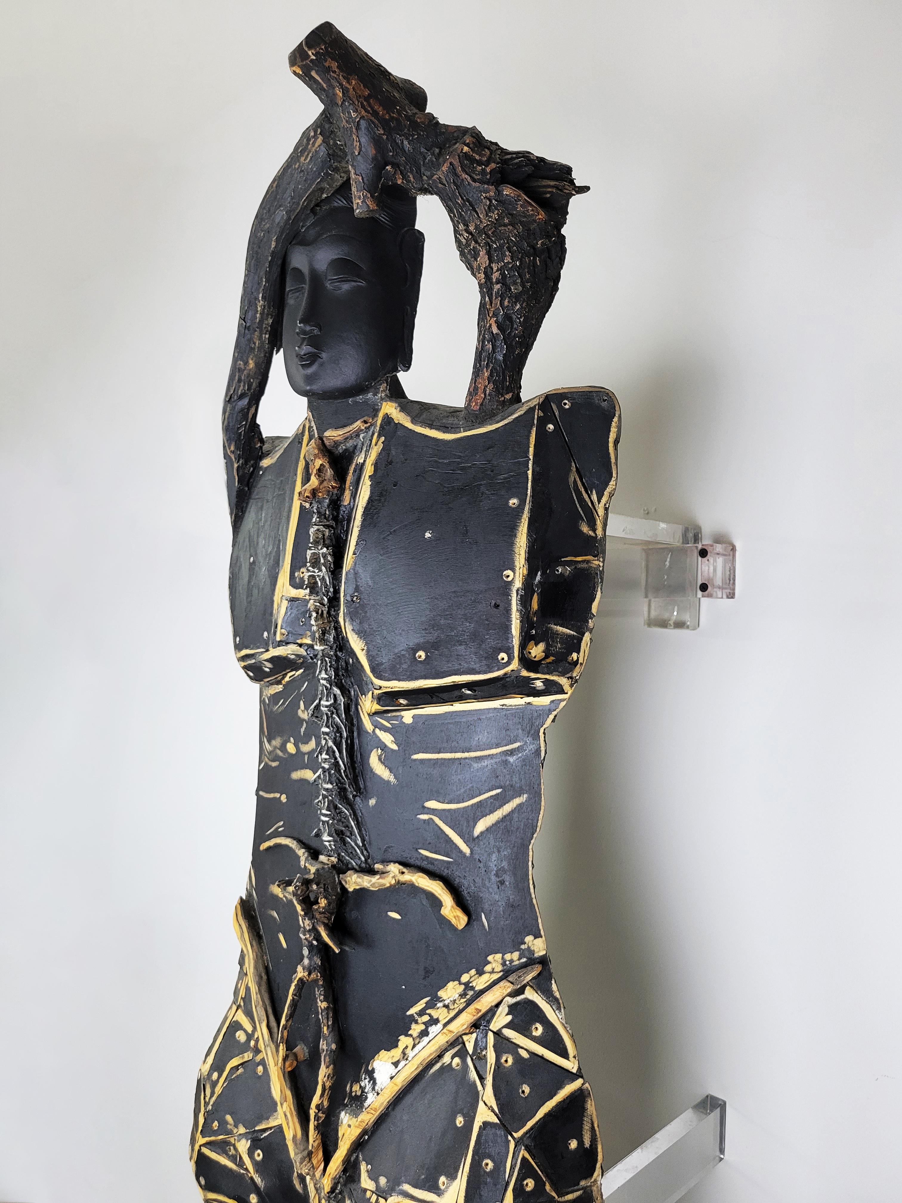 Black Guard 633 - Contemporary Mixed Media Armor Sculpture For Sale 1