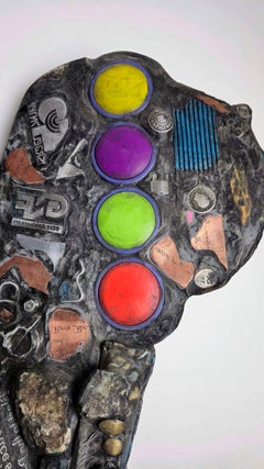 Boom Box 277 - Mixed Media Metal Wood Stone Contemporary Art Wall Sculpture