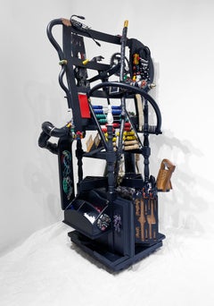 Contemporary Mixed Media Wunderkammer Sculpture Leaving Home with Mementos 1286