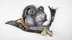 Couple 209 - Mixed Media Metal Wood Stone Contemporary Art Wall Sculpture