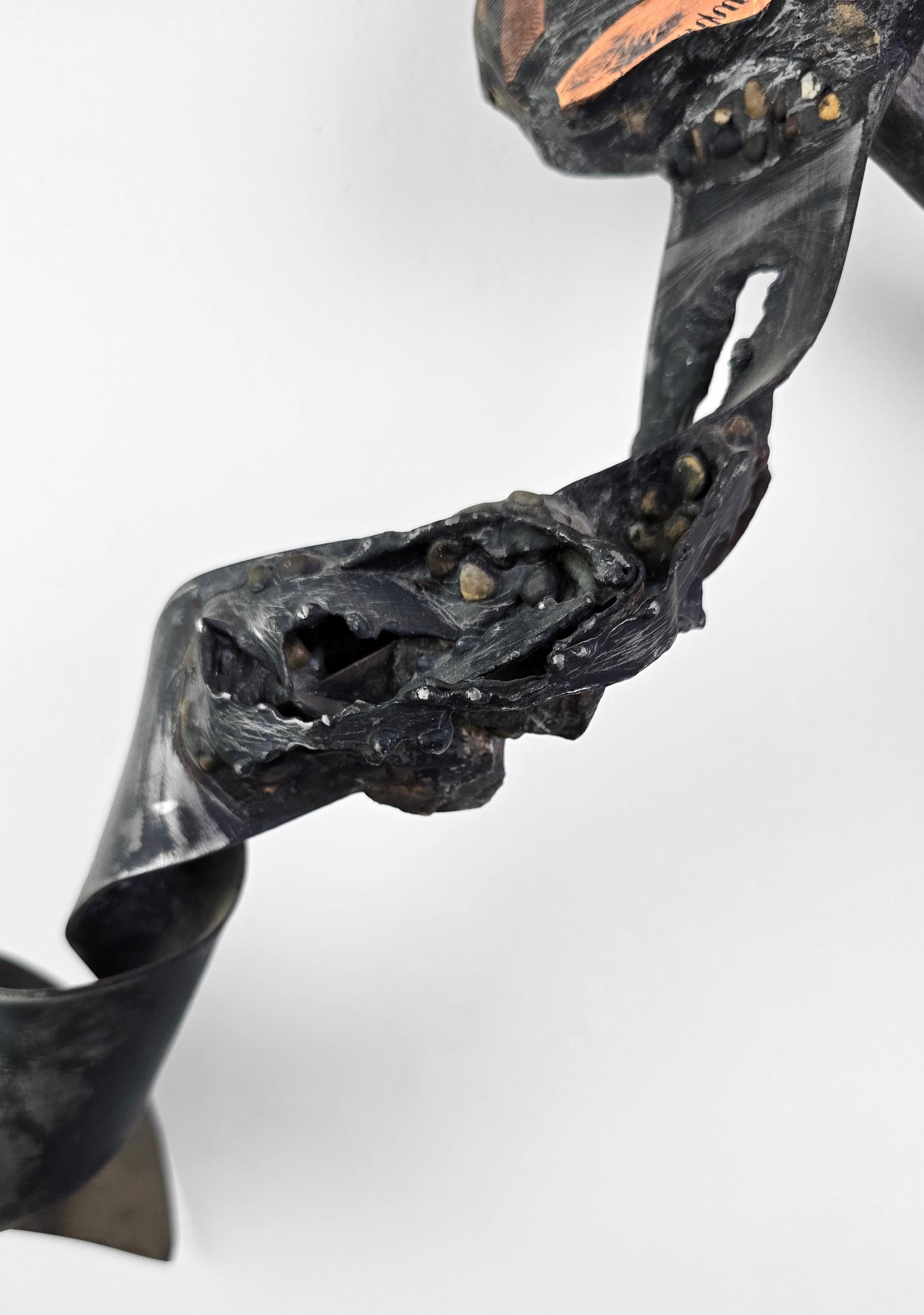 Division 233 - Mixed Media Metal Wood Bone Stone Contemporary Art Wall Sculpture en vente 1