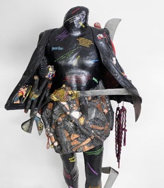 Feminist Figurative Mixed Media Contemporary Sculpture Warrior Waging Peace 1282