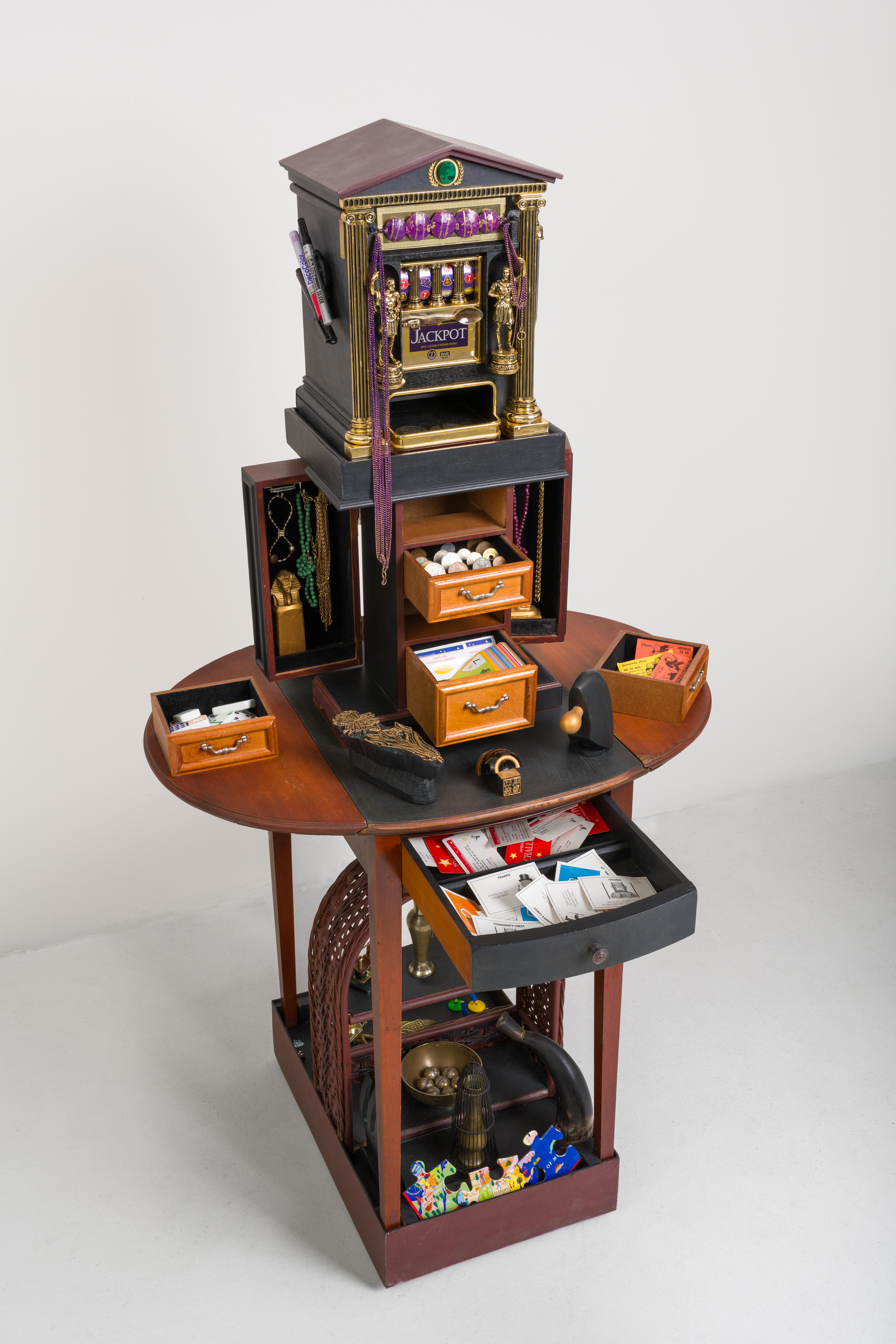 Linda Stein Abstract Sculpture - Gaming Journey 1060 - Cabinet of Curiosities Wunderkammer Contemporary Sculpture