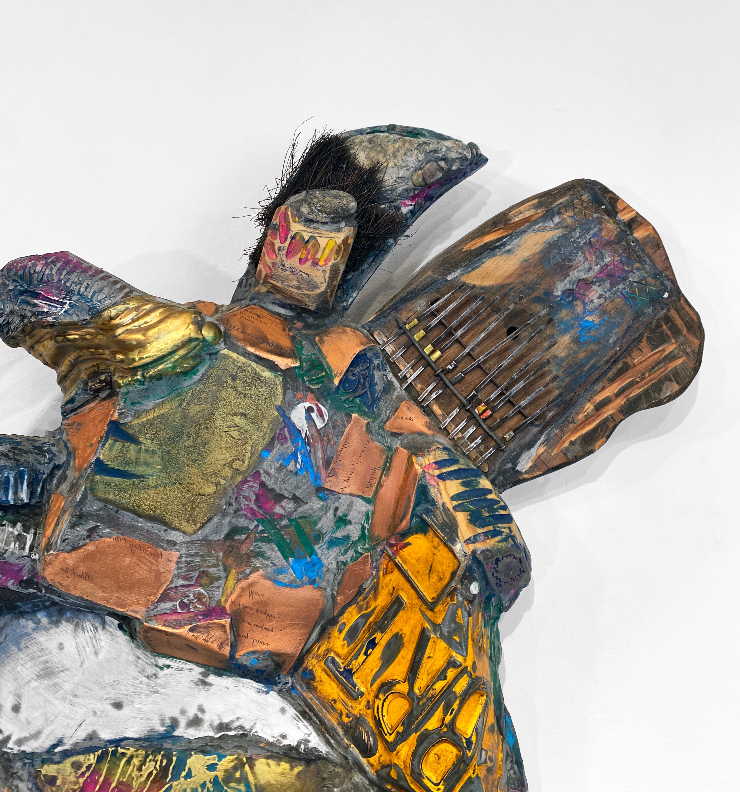 Linda Stein, Hop and Skip 355 - Mixed Media Metal Wood Stone Contemporary Art Wall Sculpture

In the 1990s Linda Stein began to work on a series called Blades, sculptural works that incorporated machete blades. She hand-dulled her machete blades,