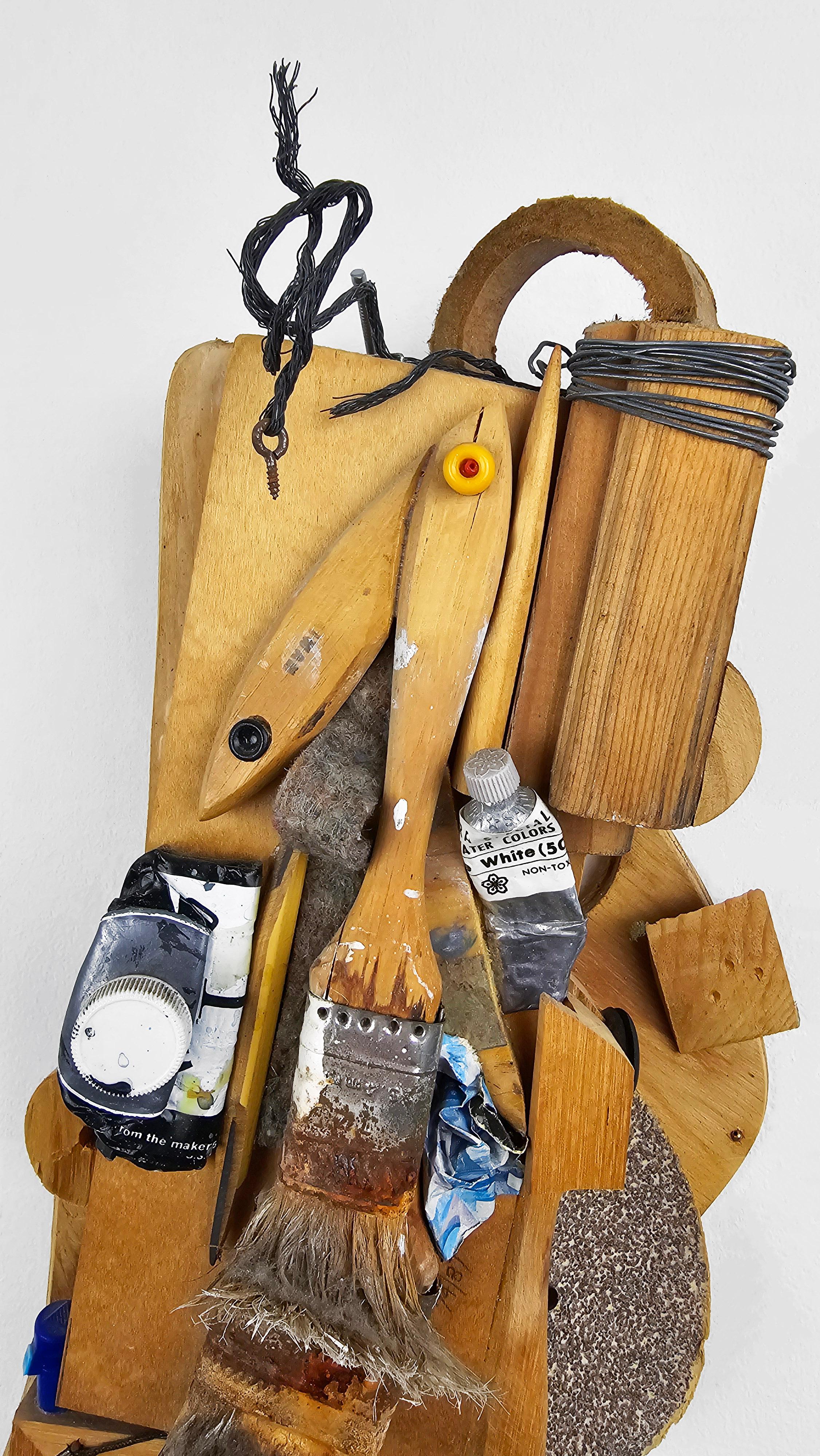 Linda Stein, Intimate Duo 134 - Mixed Media Assemblage Contemporary Art Wall Sculpture

Intimate Duo 134 is from artist Linda Stein's Brush Assemblage series, where she combines found objects, including brushes, to form wall sculptures.

Stein's