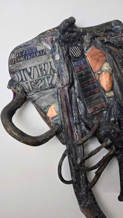 Keyboard 281 - Mixed Media Metal Wood Stone Contemporary Art Wall Sculpture