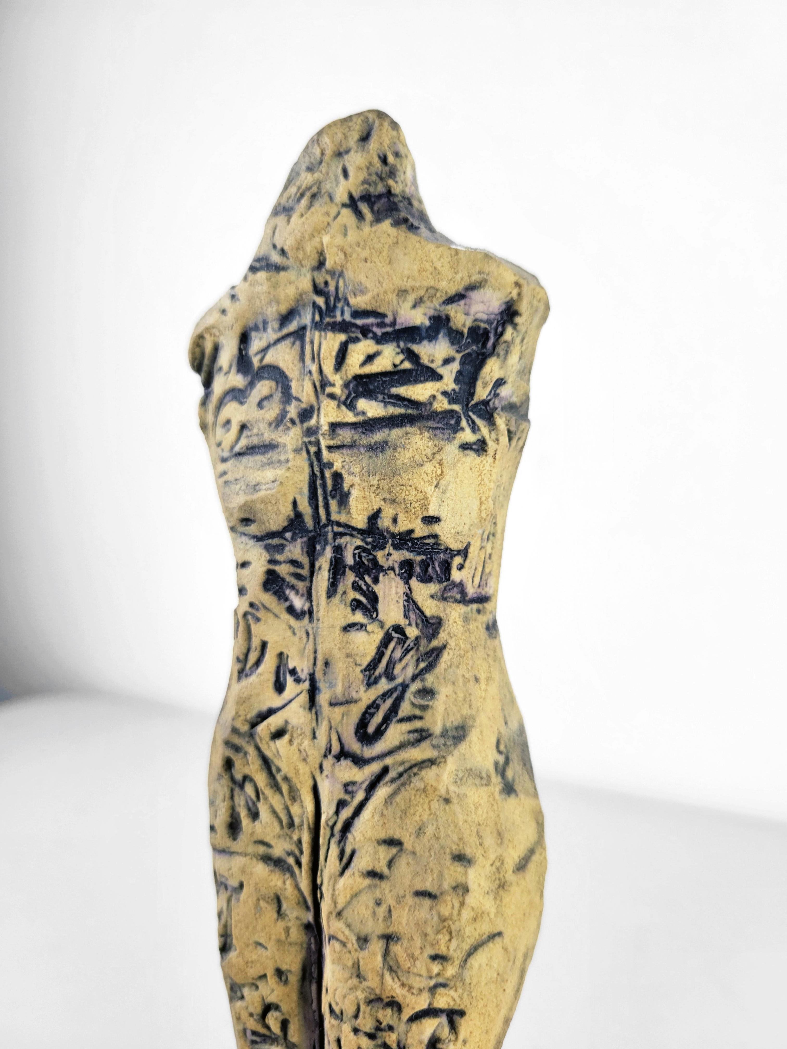 Linda Stein, Blonde Knight 656 -  Contemporary Ceramic Sculpture Light Colors For Sale 3