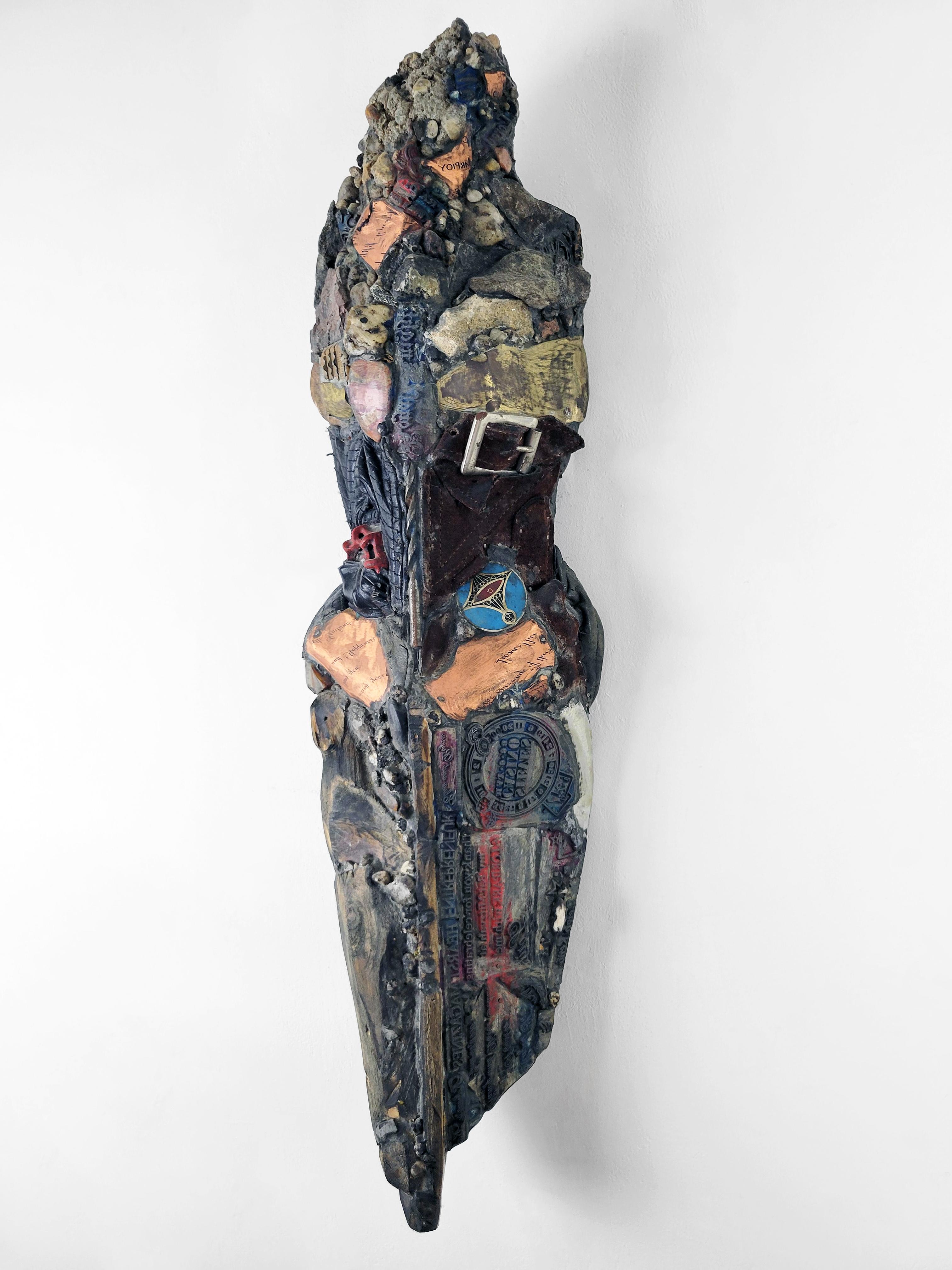 Linda Stein, Knight of the Lock 554 - Contemporary Mixed Media Metal Sculpture For Sale 1