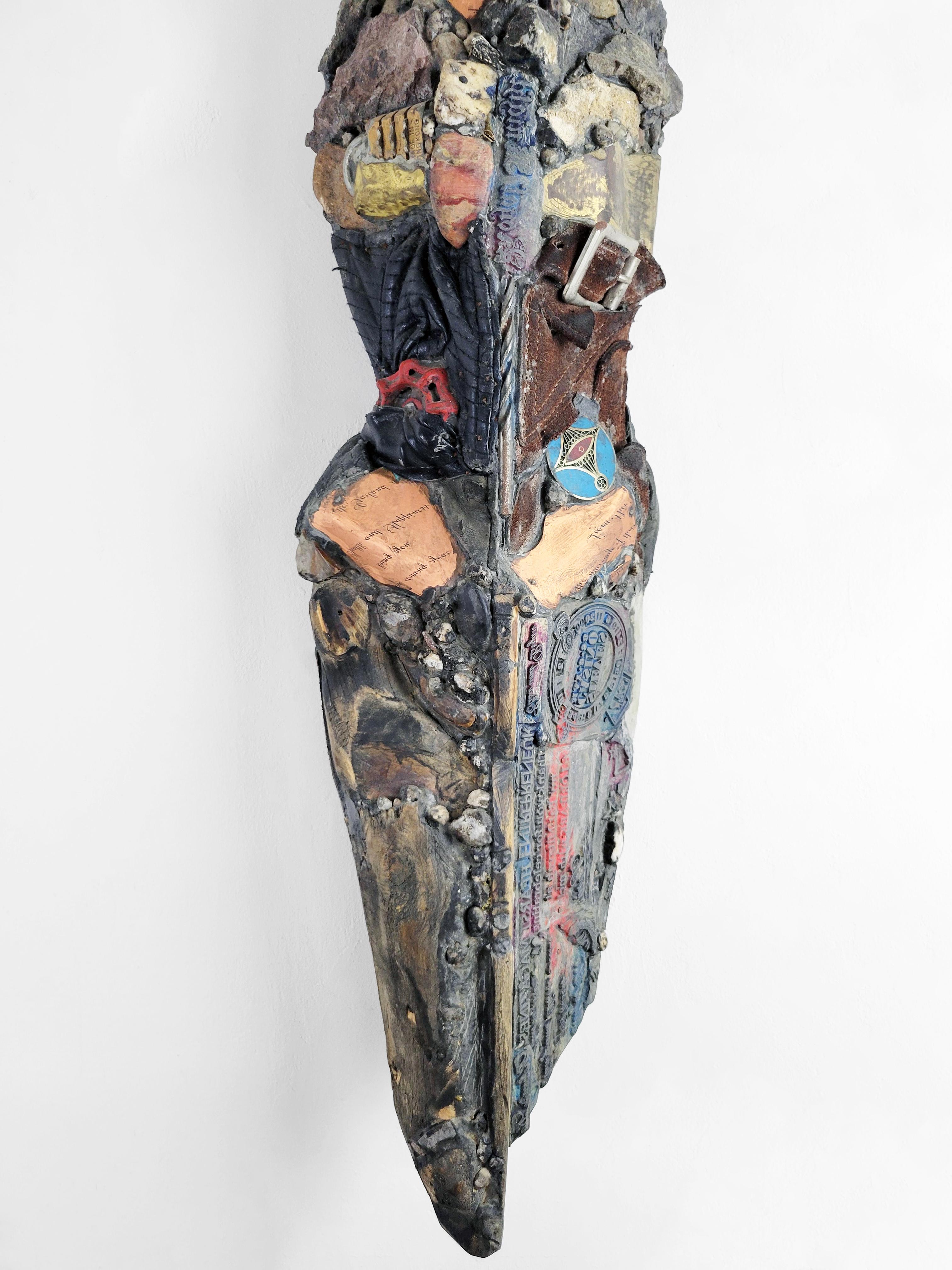 Linda Stein, Knight of the Lock 554 - Contemporary Mixed Media Metal Sculpture For Sale 5