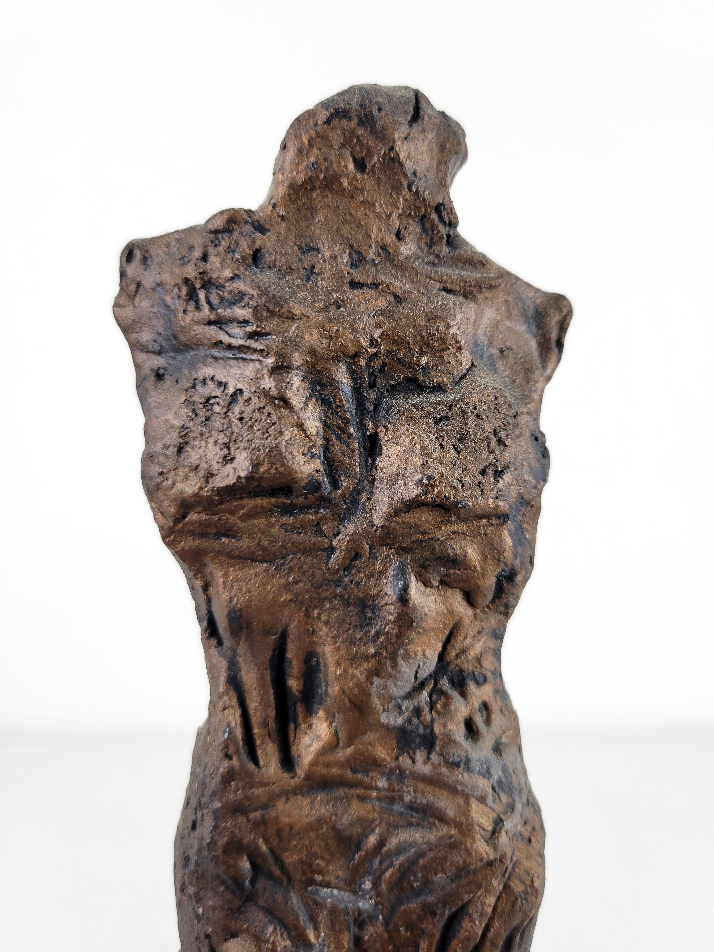 Linda Stein, Village Knight 674 - Contemporary Ceramic Sculpture Dark Colors For Sale 4
