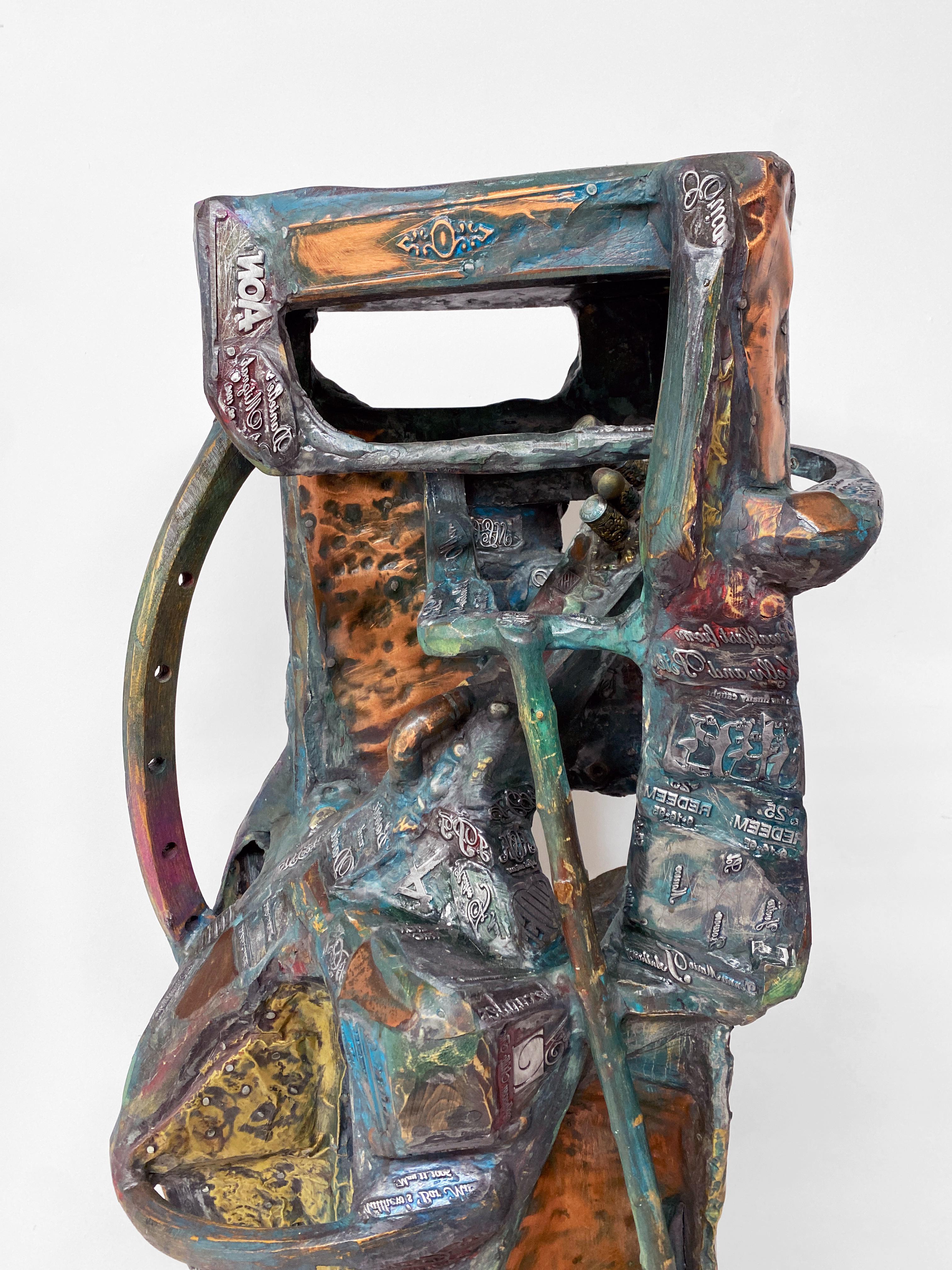 Técnica mixta Metal Art Escultura contemporánea de madera y piedra - Dos mujeres de pie 322 - Sculpture de Linda Stein